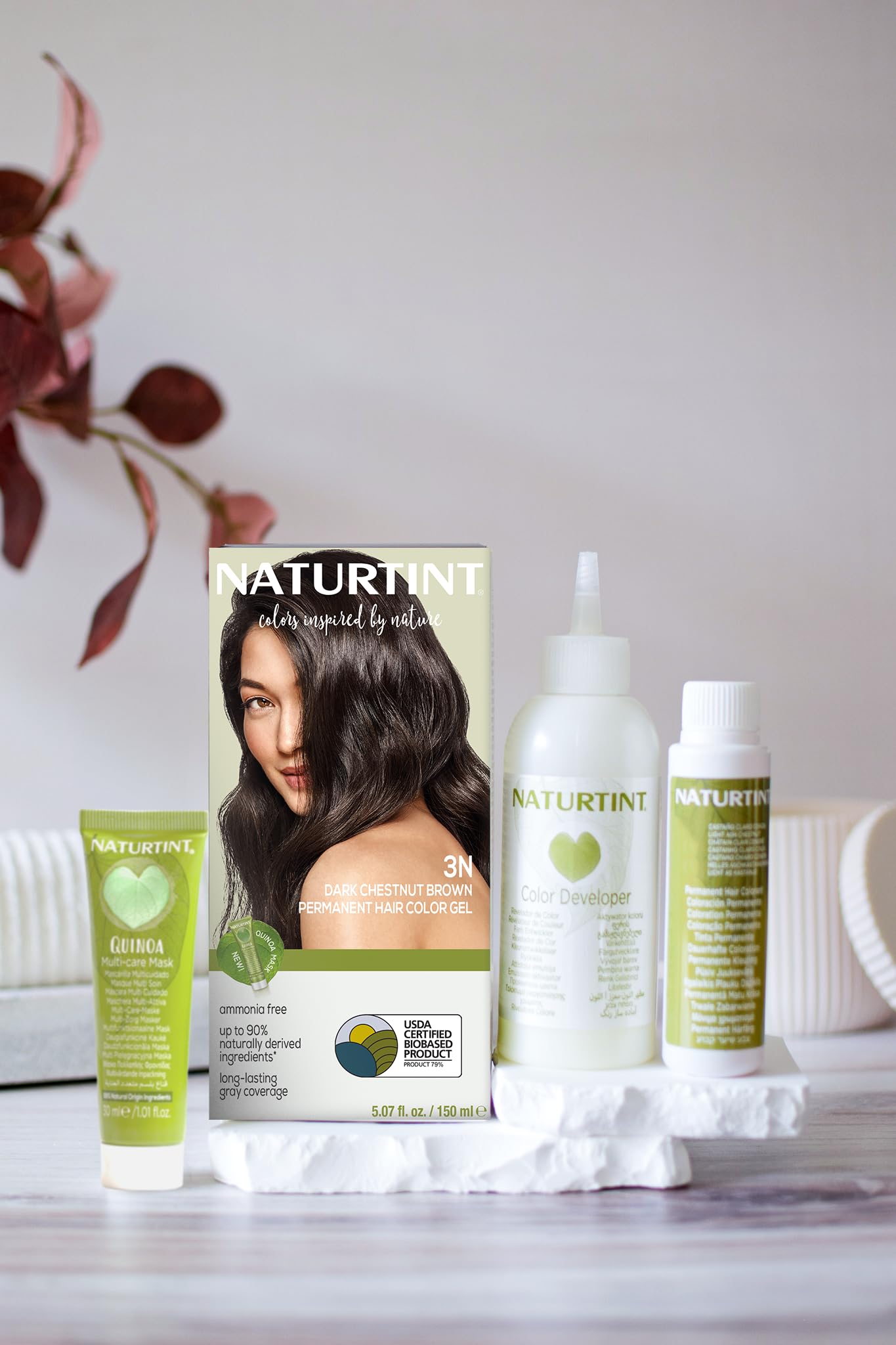 Gray Naturtint 3N Dark Chestnut Brown Permanent Hair Color (Pack of 6), Ammonia Free, Vegan, Cruelty Free, up to 100% Gray Coverage, Long Lasting Results (Packaging may vary)