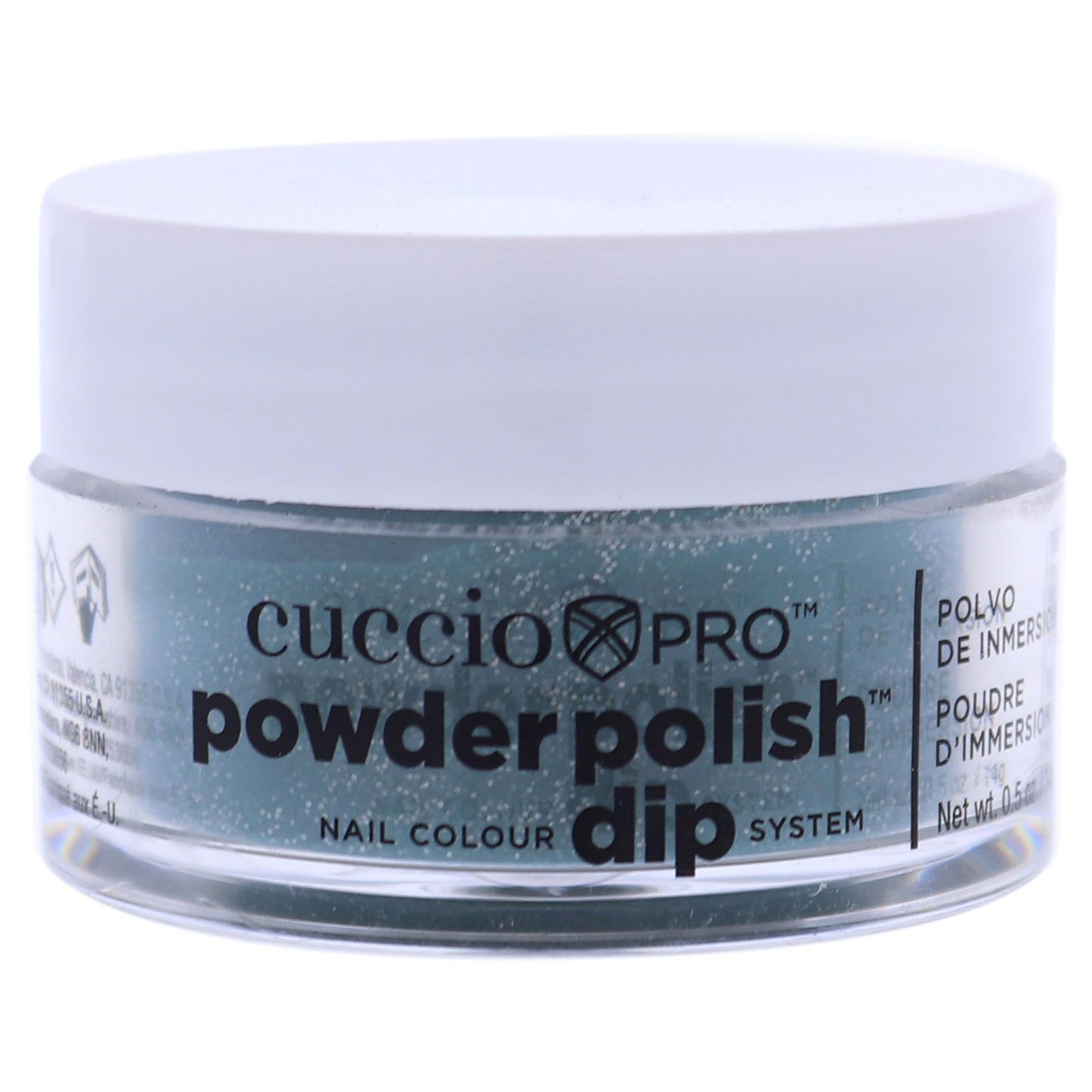 Light Gray Cuccio Green Glitter with Blue Undertones Dipping Powder 14g