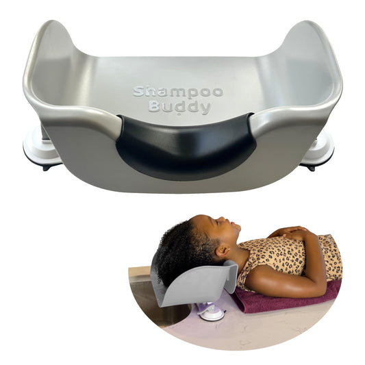 White Smoke Shampoo Buddy Portable Hair Wash Basin for Children, Toddlers, Kids, Teens | Portable Shampoo Bowl for use on Bathtub or Sink (Grey)