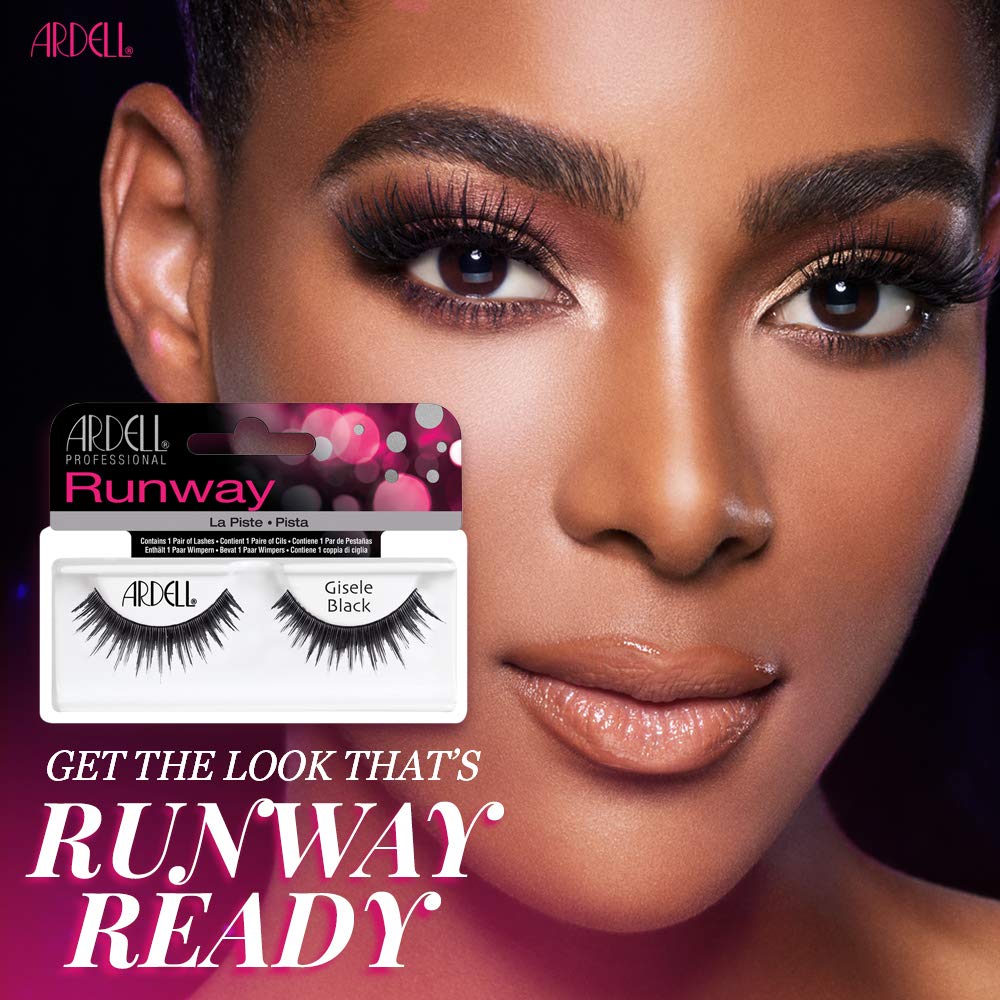 Black Ardell False Eyelashes Gisele, Black - Natural Look Lashes, Comfortable Wear, Perfect for Everyday & Special Occasions, 4 Pack