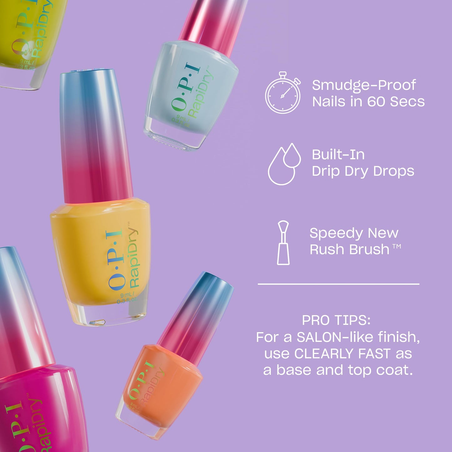 Light Steel Blue OPI RapiDry To Dry For | Opaque Dark Blue Crème Quick Dry Nail Polish | Vegan, Smudge Proof, Fast Drying