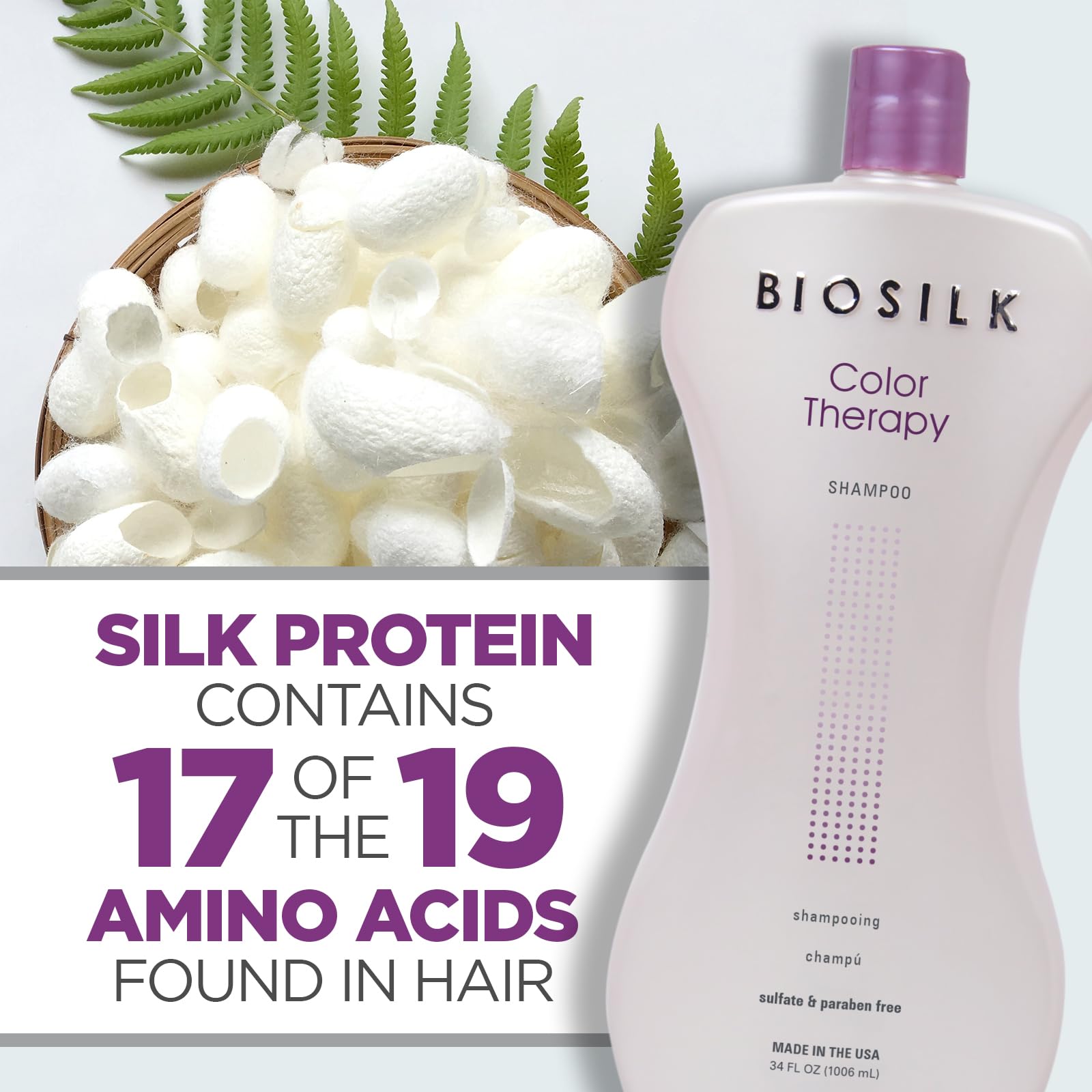 White Smoke BioSilk Color Therapy Shampoo & Conditioner Duo, Gently Cleanses & Replenishes Moisture, Sulfate, Paraben, & Cruelty-Free, 34 Oz (Pack of 2)