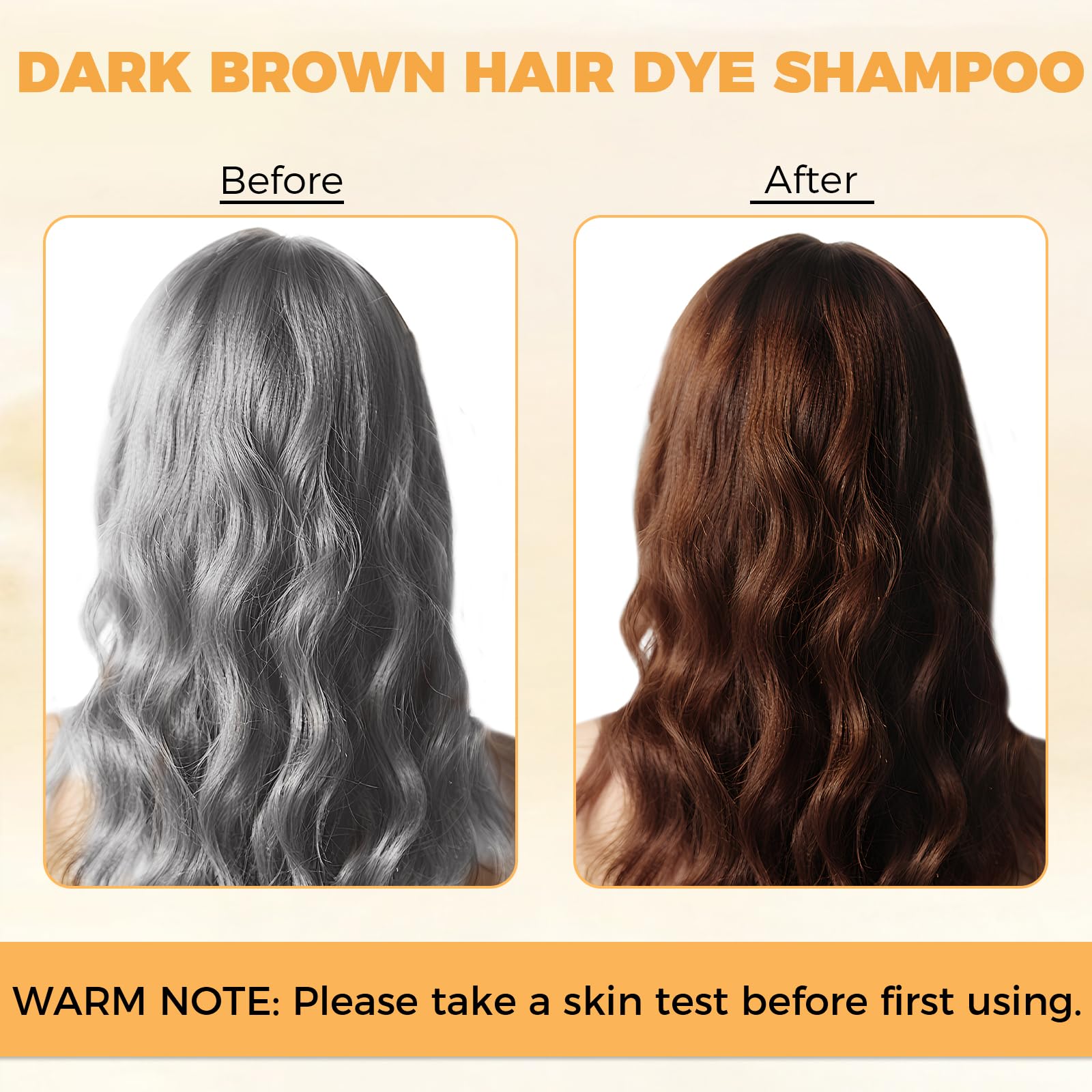 White Smoke YOURTONE Dark Brown Hair Dye Shampoo 3 in 1 for Gray Hair Coverage, Hair Color Shampoo for Women Men, Herbal Ingredients Champu Para Pintar el Cabello (16.9 Oz)