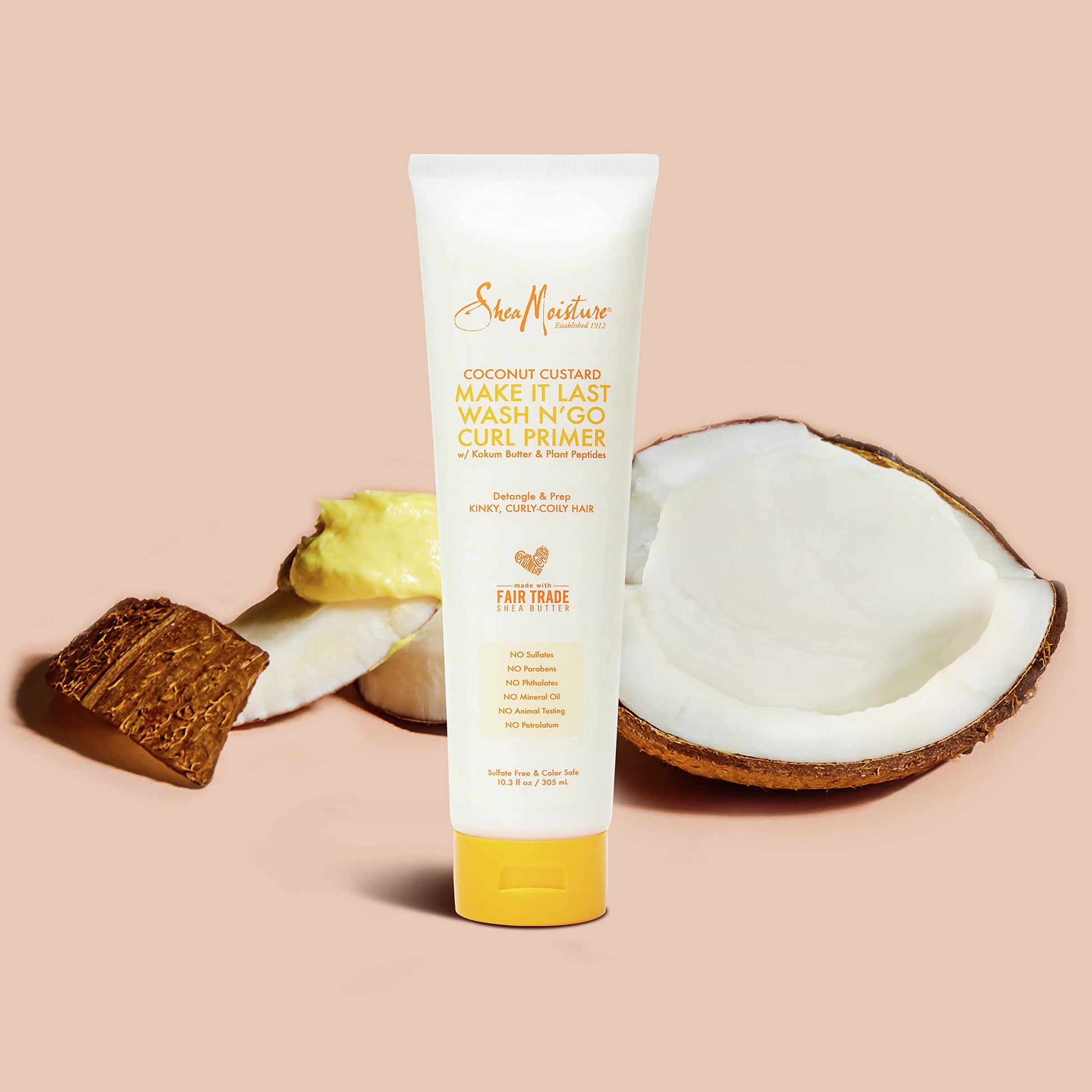 Wheat SheaMoisture Coconut Custard Curl Defining Cream - Make It Last Wash N' Go Primer, Enhancer & Detangler for Wavy & Curly Hair, Organic Shea Butter, 10.3 Oz