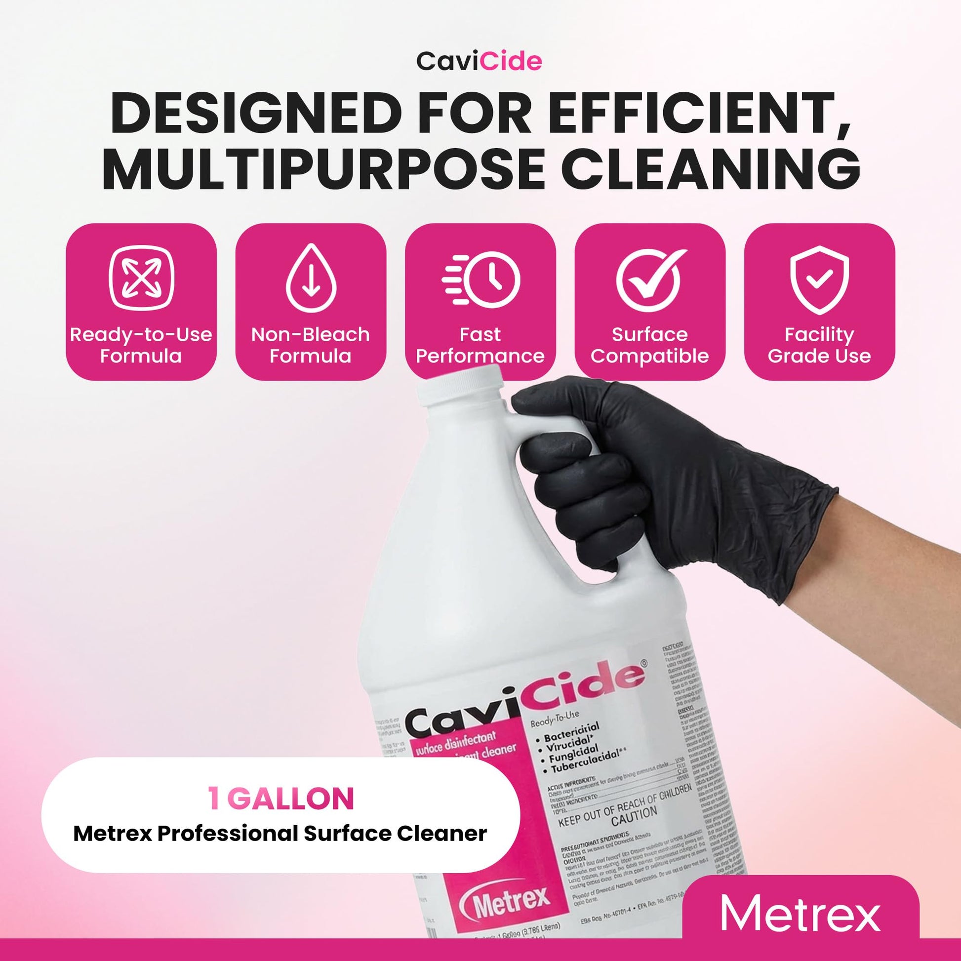 Lavender Metrex CaviCide Surface Disinfectant Cleaner, 13-1000 – Multi-Purpose Disinfectant, Decontaminant & Cleaner for Medical Devices, NICU, Operating Rooms, Patient Care Areas, Labs, Schools – 1 Gallon