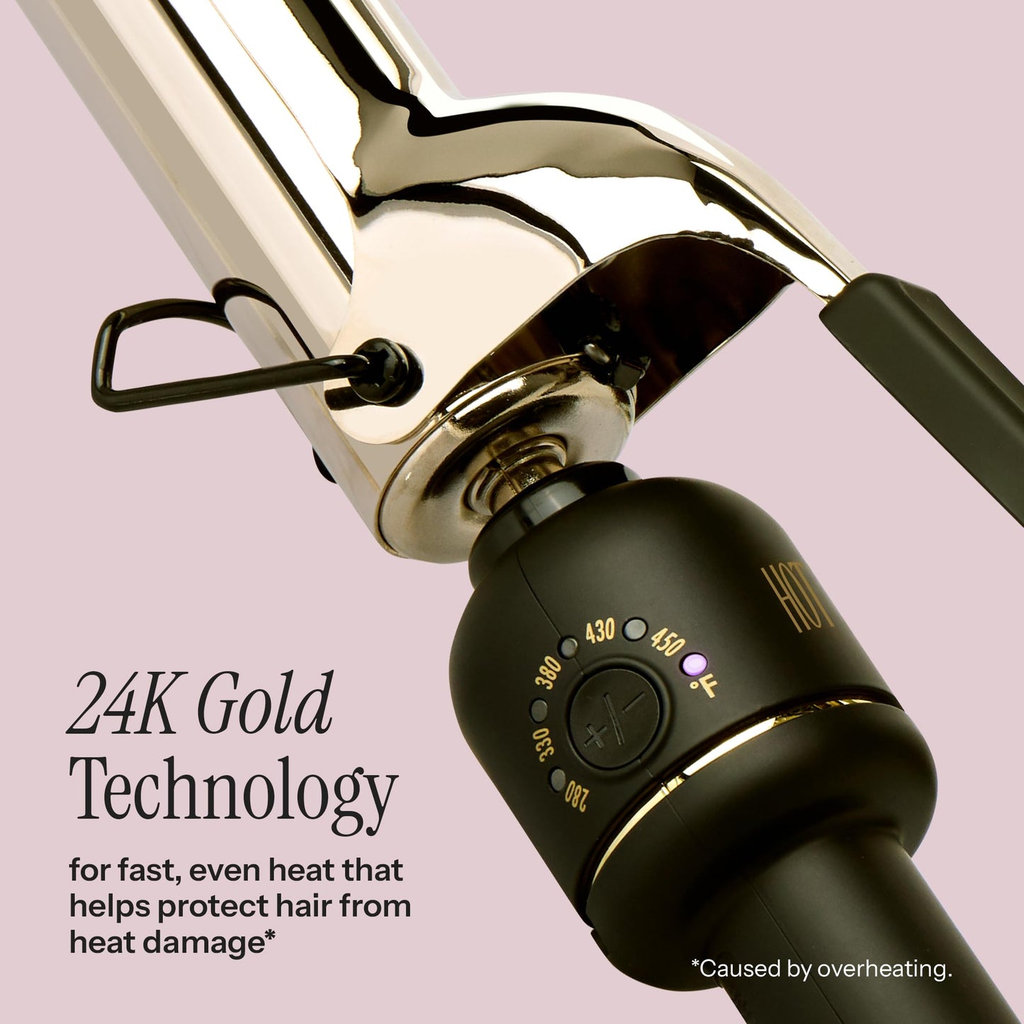Thistle HOT Tools 24K Gold Professional 1 1/2" Extended Barrel Curling Iron with Clamp for Bouncy Curls, Faster Styling, Less Damage & Long-Lasting Results