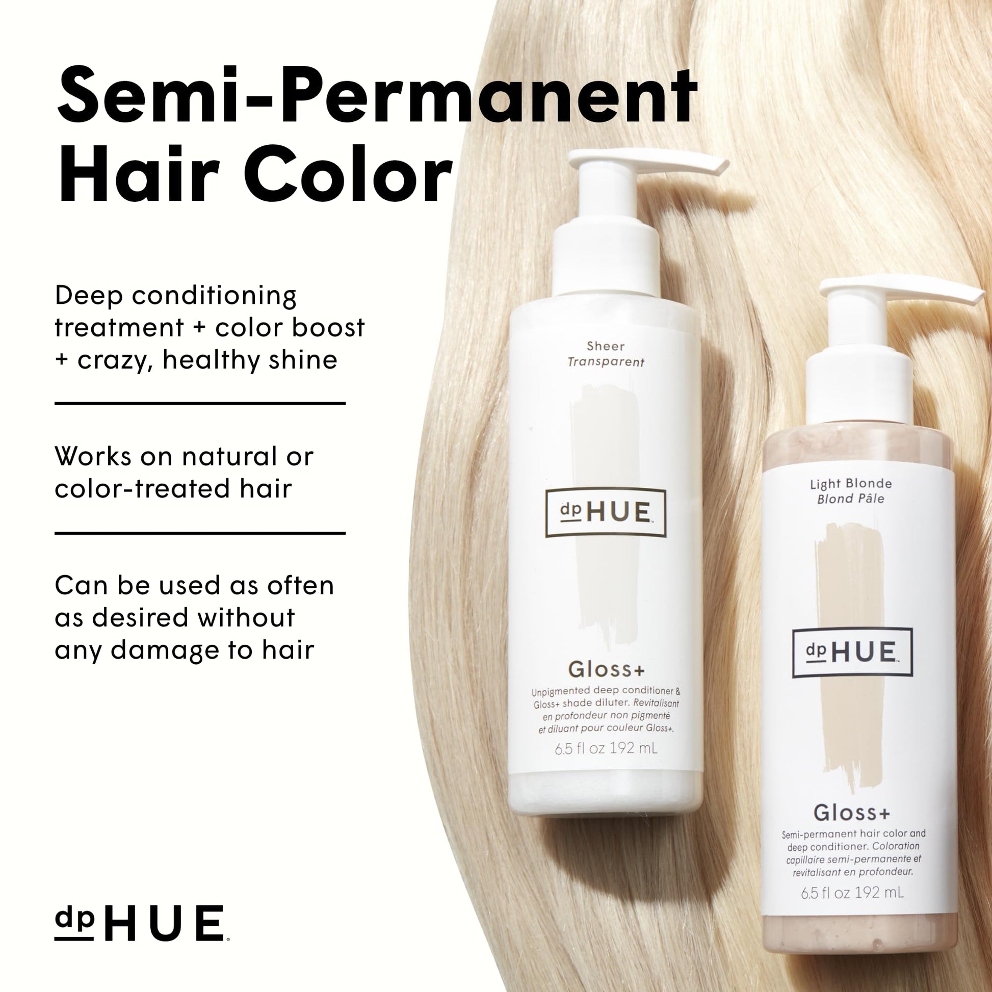 White Smoke dpHUE Gloss+, Dark Blonde - Boosts Fading & Faded Hair Color - 8-12 Applications per Bottle - Lasts Up to 8 Washes