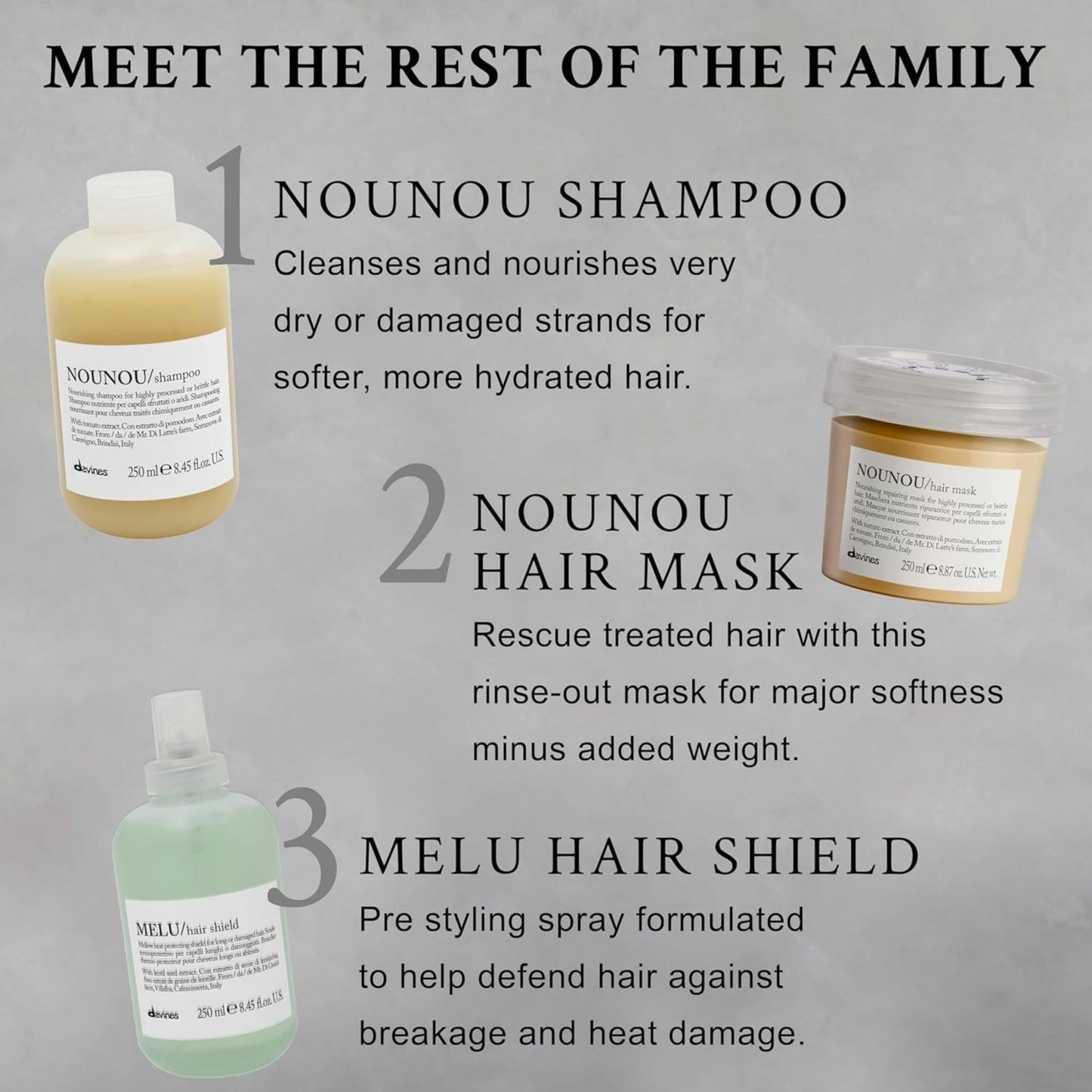 Gray Davines Nounou Hair Mask, 8.87 Fl Oz (Pack of 1)