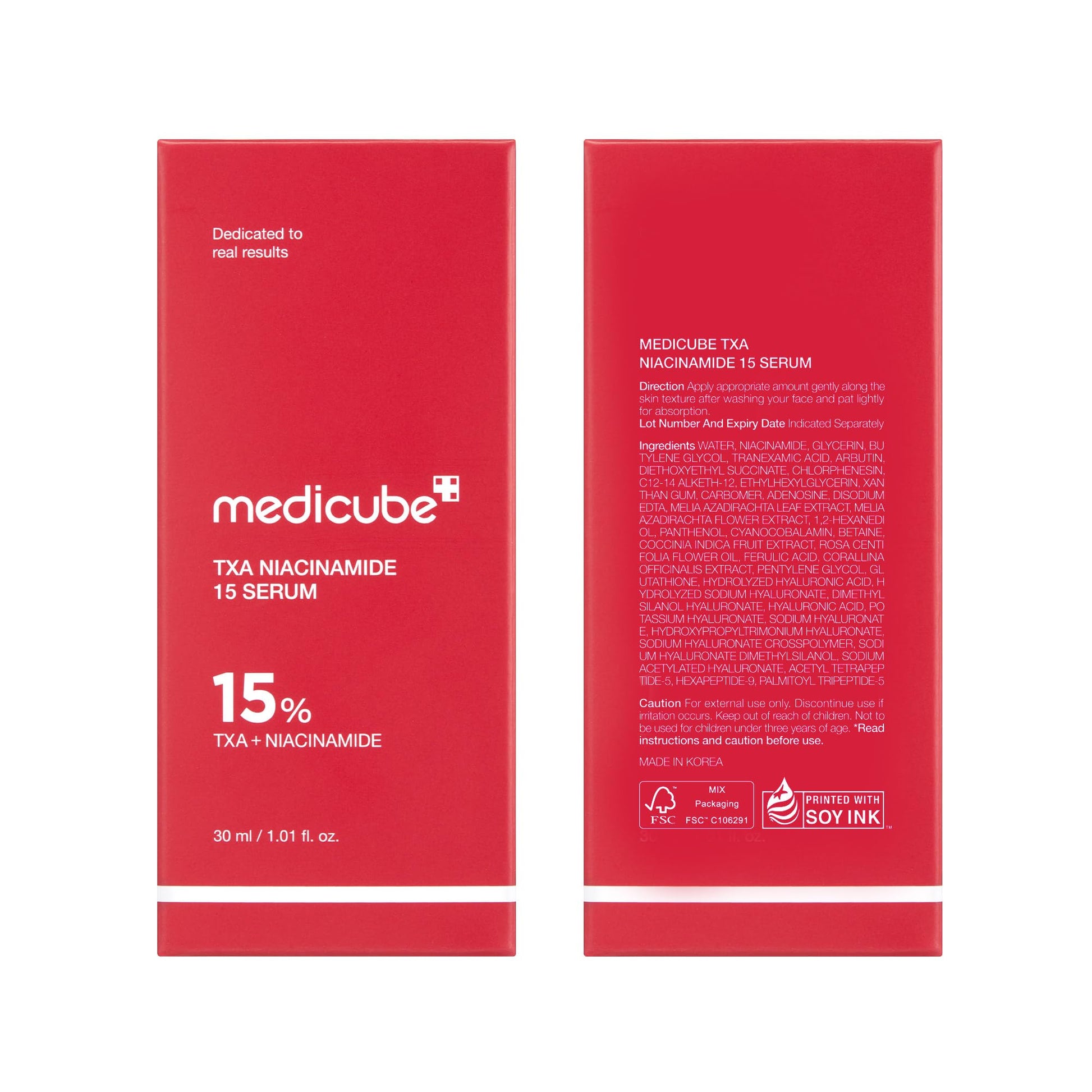 Firebrick medicube TXA+Niacinamide 15% Glow Facial Serum for After Spot Care | All-in-One Daily Korean Skincare | Uneven Skin Tone, Texture, and Hydration Care | High-Potency Tranexamic Acid 5% | 1.01 fl.oz