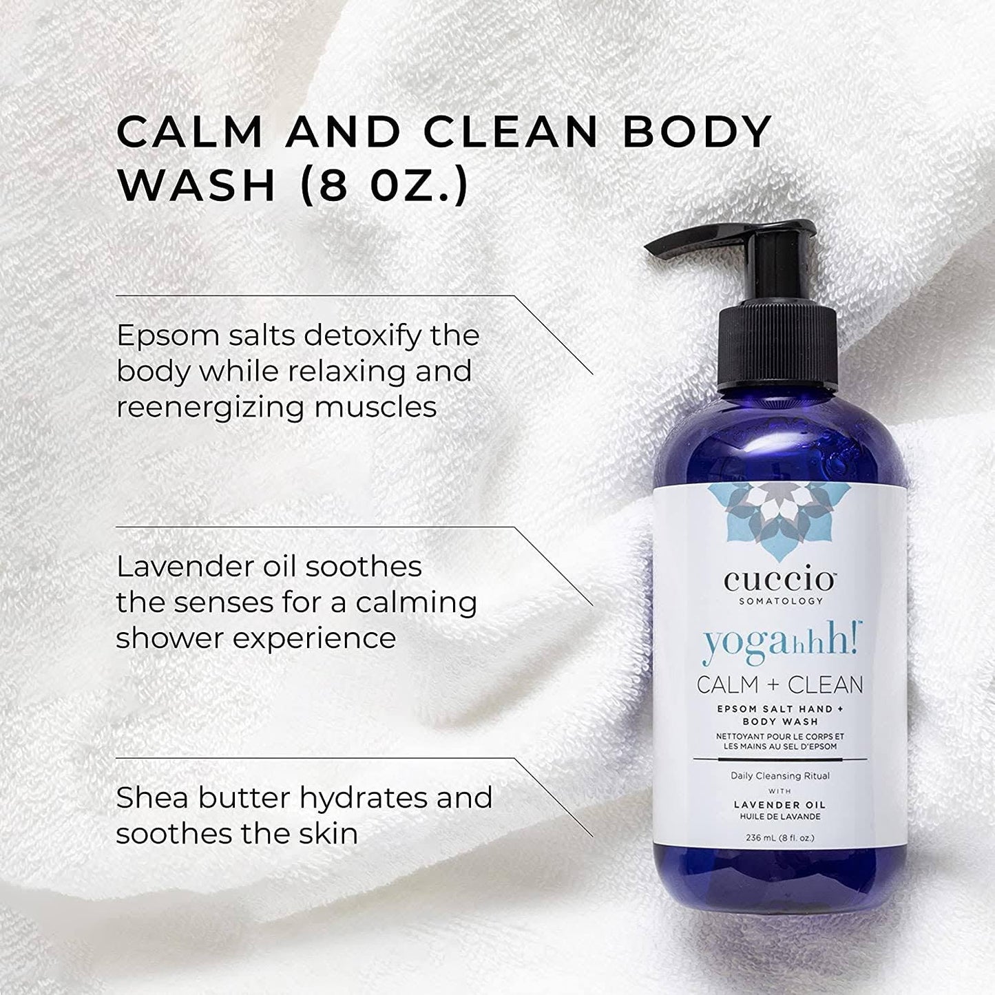 Lavender Cuccio Somatology Calm And Clean Epsom Salt Lavender Body Wash - Cleansing, Nourishing Wash And Soak For Pure, Deep, Relaxation - Relief For Sore Muscles - Chemical, Paraben And Dye Free - 8 Oz