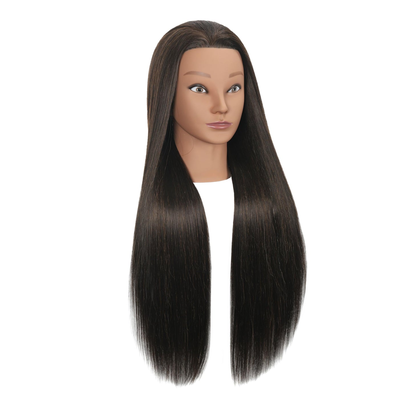 White Smoke EVATEC 30 inches Long Brown 80% Real Human Hair Mannequin Head with Stand for Braiding Styling Updos Curling Cutting Practice Cosmetology Training Display with Stand