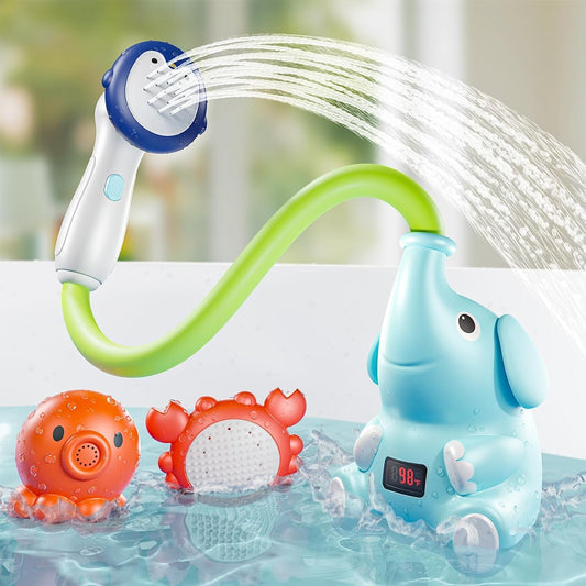 Lavender G-WACK Baby Bath Toys Shower Head Sprayer with Water Thermometer for New Borns, Toddlers and Kids | Baby Accessories, and Essentials in Bathtub or Sink | Shampoo Bath Rinser | USB Rechargeable-V2