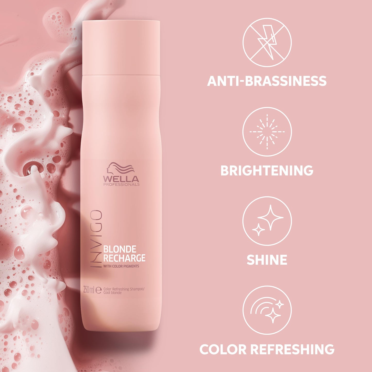 Light Pink Wella Professionals Invigo Blonde Recharge Color Refreshing Shampoo | Refresh & Maintain Cool Blonde Hair Color | 10.1 Fl Oz