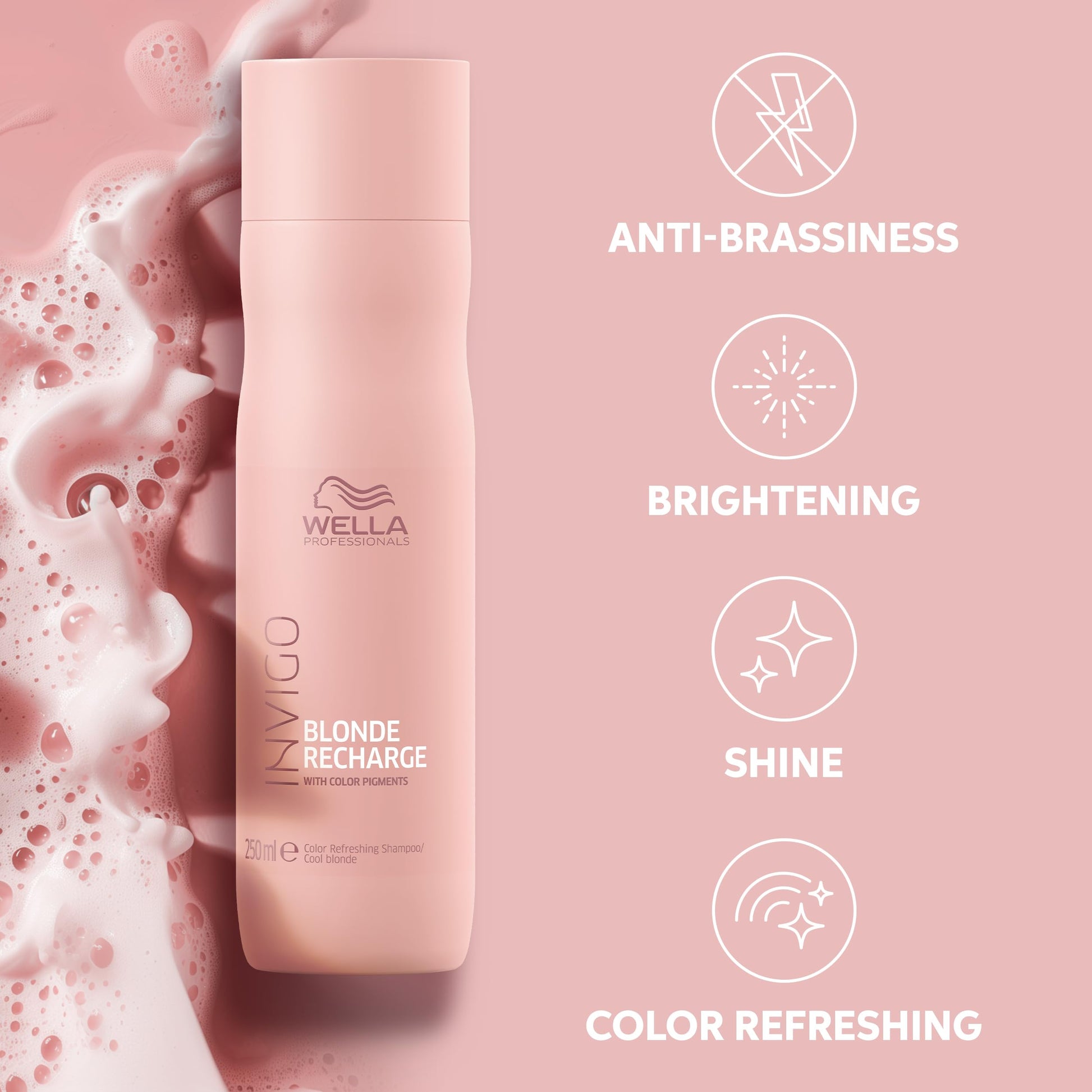Light Pink Wella Professionals Invigo Blonde Recharge Color Refreshing Shampoo | Refresh & Maintain Cool Blonde Hair Color | 10.1 Fl Oz