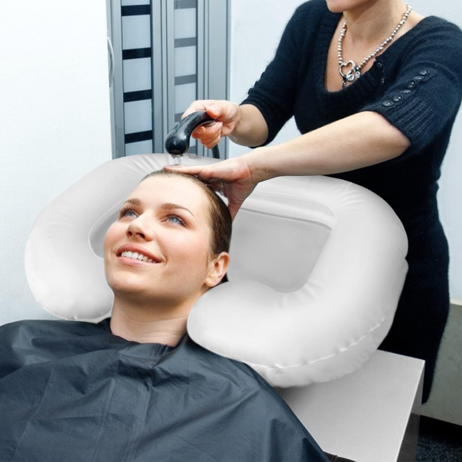 Lavender Inflatable Shampoo Basin, Portable Bedside Shower for Injured, Elderly, Bed-Bound, Handicapped - Wash Hair in Bed, Easily Clean