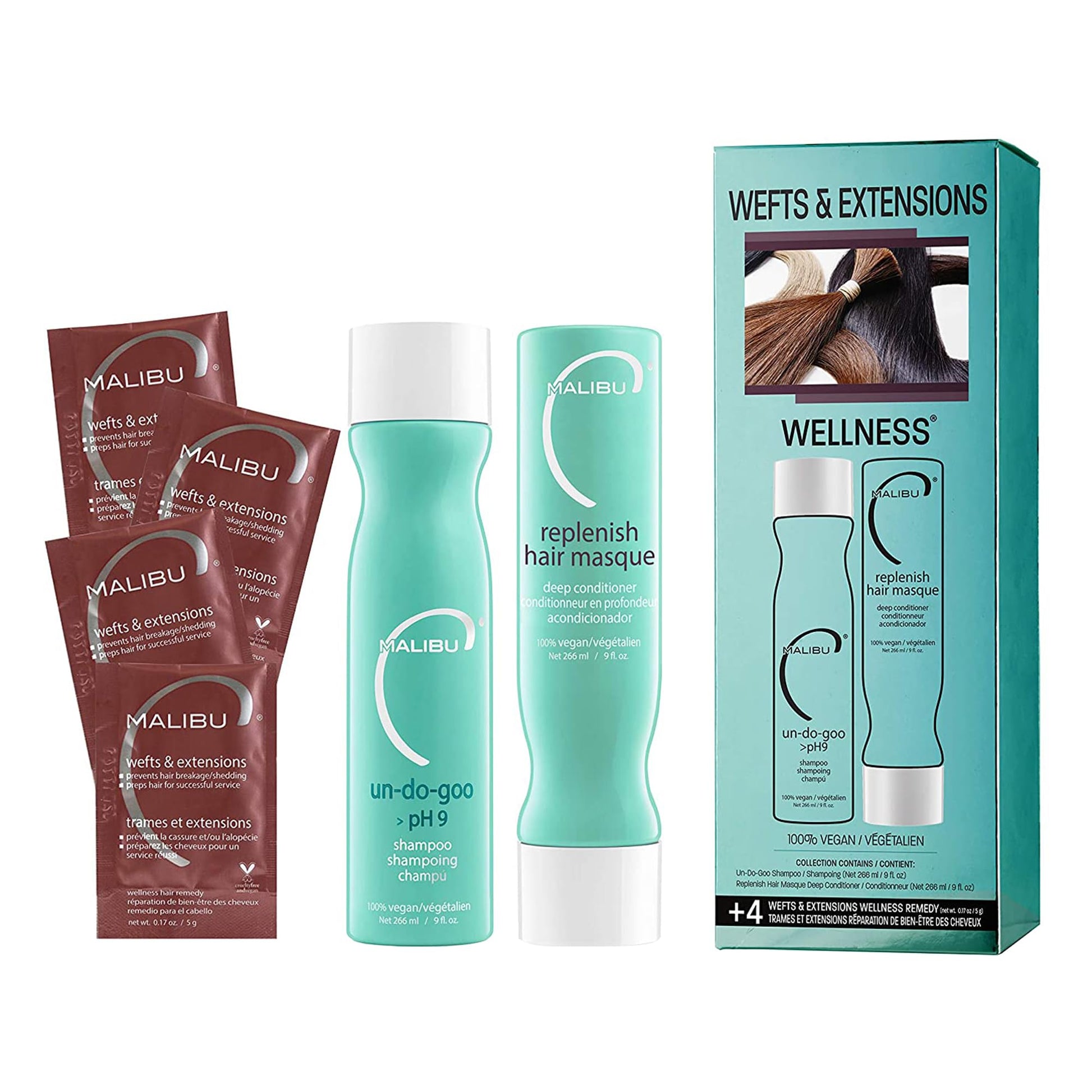 White Smoke Malibu C Wefts and Extensions Wellness Hair Collection - Hair Care for Extensions and Wefts Maintenance - Helps Reduces Breakage & Shedding - Maintains Natural-Looking Connections