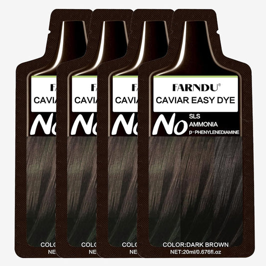 Black Dark Brown Hair Dye Shampoo for Women Men, Ammonia Free 100% Gray Hair Coverage Herbal 3 in 1 Hair Color Shampoo 4 Pack