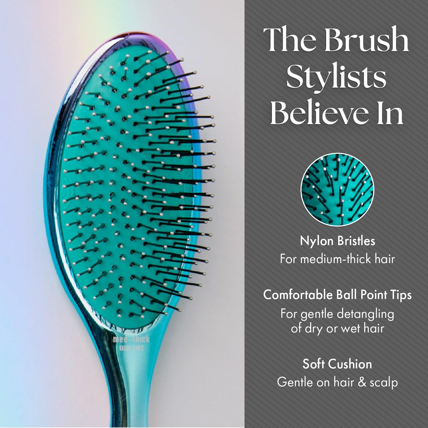 Dim Gray Olivia Garden Aurora Detangler Brush for Medium to Thick Hair - Detangling Brush for Women, Men, Kids – Aurora Teal Pink