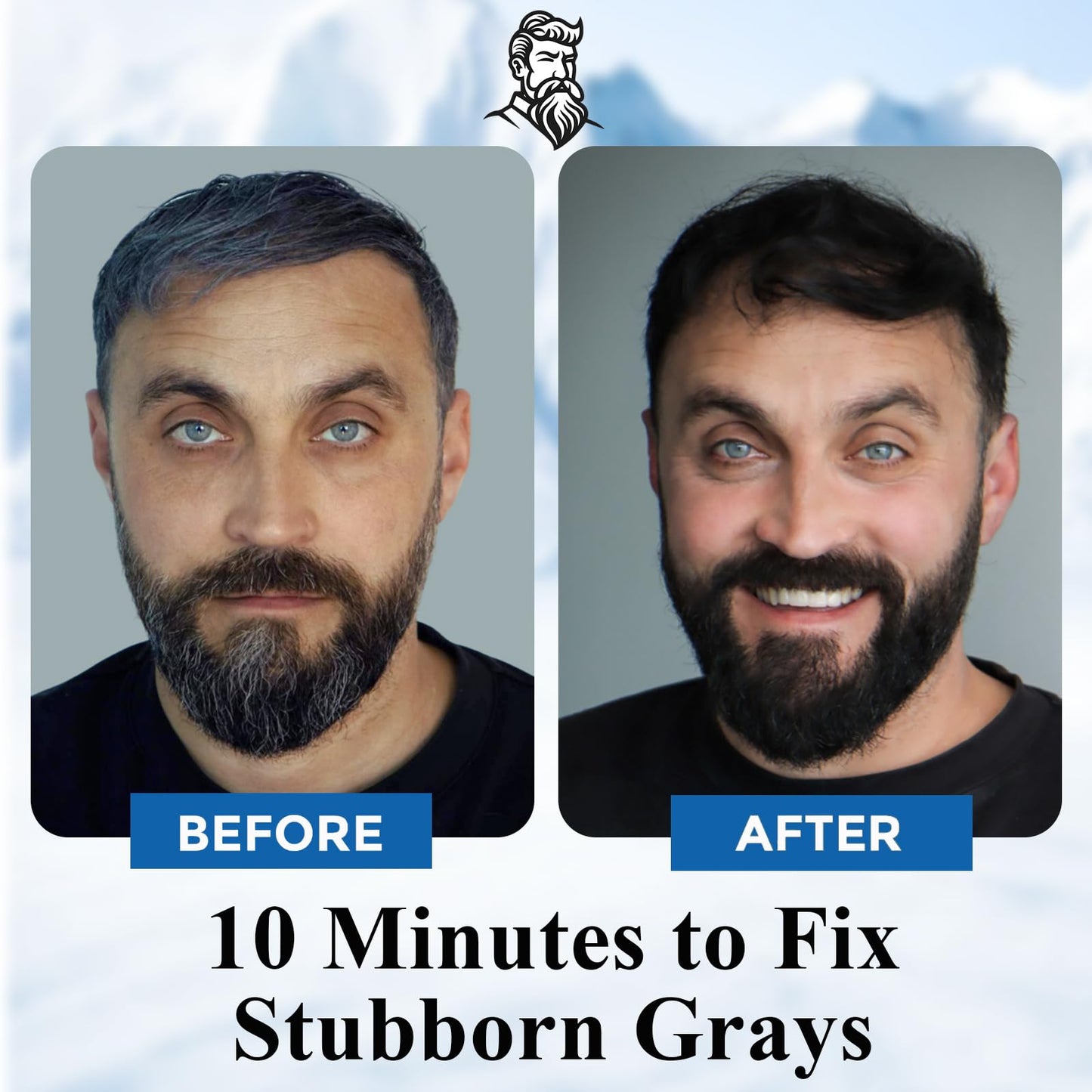 Alice Blue Men's 3-in-1 Black Beard & Hair Dye Shampoo, Instant Grey Darkening Beard Color Shampoo in 10 Minutes, Simpler Gray Reducing Mustache & Beard Dye for Men, with Plant Extract for Healthy Facial Hair