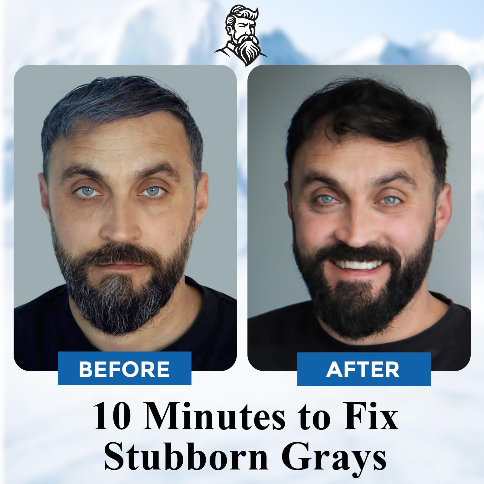 Alice Blue Men's 3-in-1 Black Beard & Hair Dye Shampoo, Instant Grey Darkening Beard Color Shampoo in 10 Minutes, Simpler Gray Reducing Mustache & Beard Dye for Men, with Plant Extract for Healthy Facial Hair