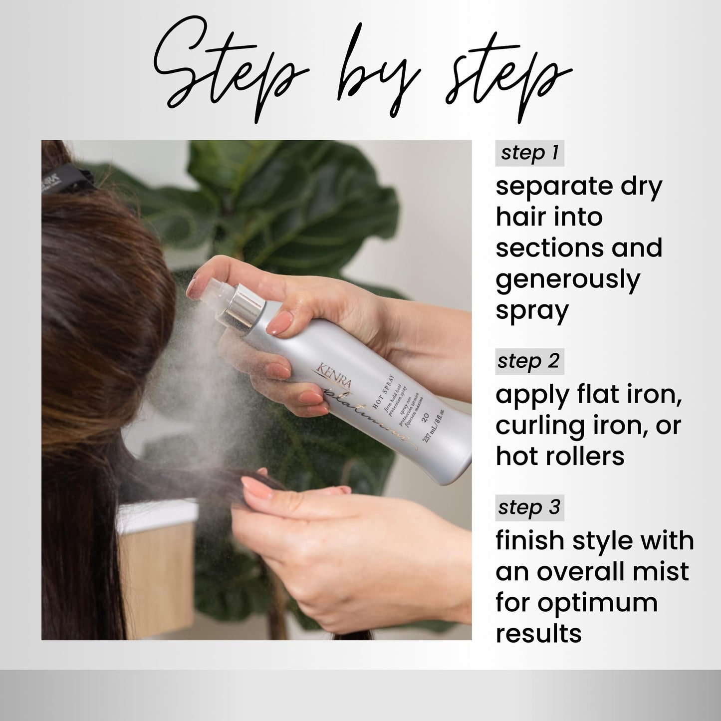 Lavender Kenra Platinum Hot Spray 20 | Heat Protection Styler | Long-Lasting, Firm Hold | Adds Vibrant Shine | Humidity & Thermal Protection | Clean Release From Heated Tools | All Hair Types | 8 fl. Oz
