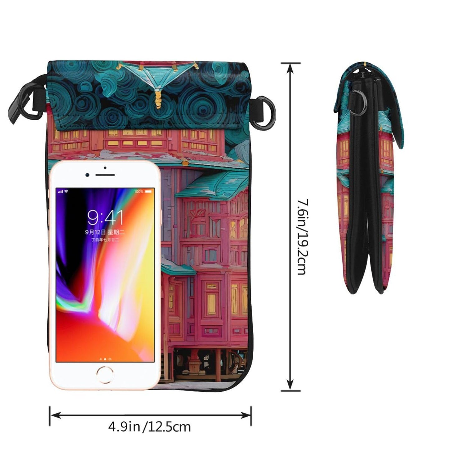 White Smoke Enchanted Alcove Small Cell Phone Purse Crossbody Compact Exquisite and Reliable for Daily Commuting and Travel