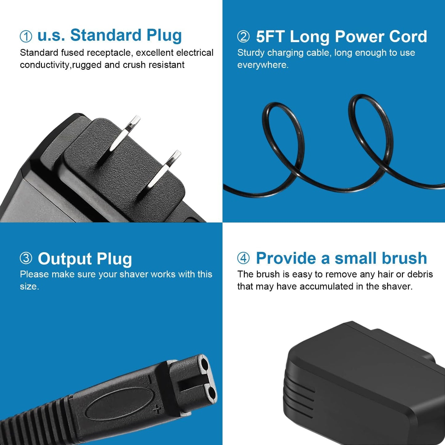 White Smoke Xxszhy 5V 1A Adapter for Andis Shaver Charger Power Cord, Replacement Andis Charger Compatible with 17150 17165 TS-1 TS-2 Foil Shaver