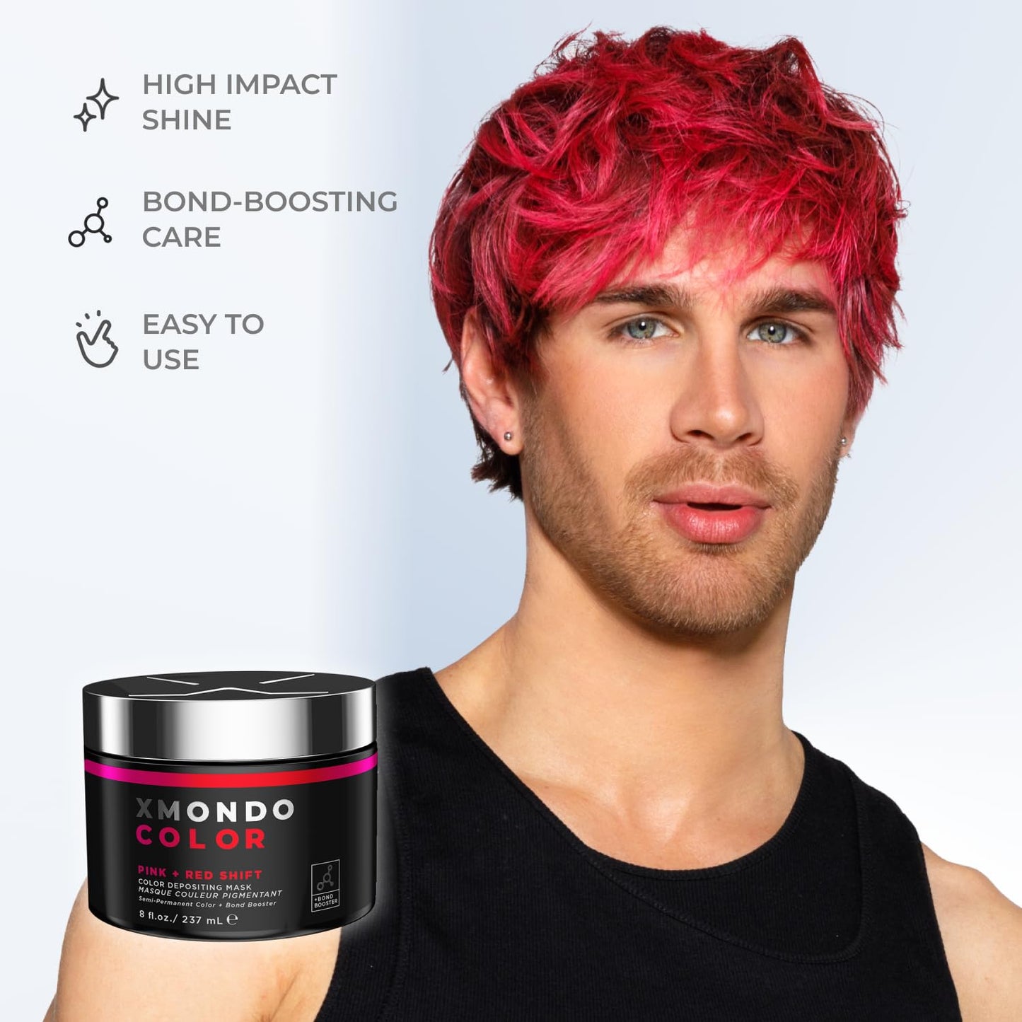 White Smoke XMONDO Color Pink + Red Shade Shift Color Depositing Mask Infused with Bond Boosters & Hyaluronic Acid to Nourish, Revitalize & Repair, Vegan Formula, 8 Fl Oz 1-Pack