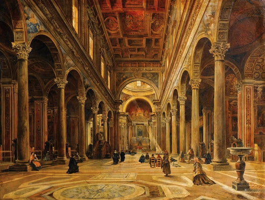 Saddle Brown Intérieur dâ€™église Poster Print by Giovanni Lanza (18 x 24)