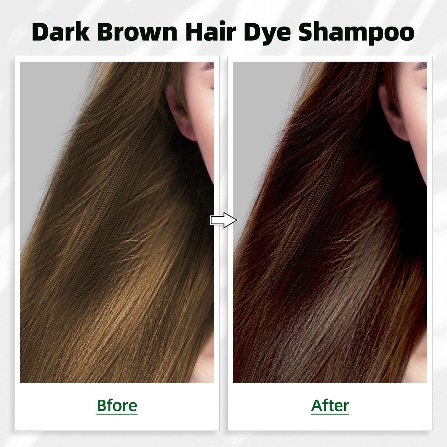 White Smoke Dark Brown Hair Dye Shampoo 3 in 1 for Gray Coverage for Women/Men, Color Shampoo Instant Herbal Ingredients Semi Permanent