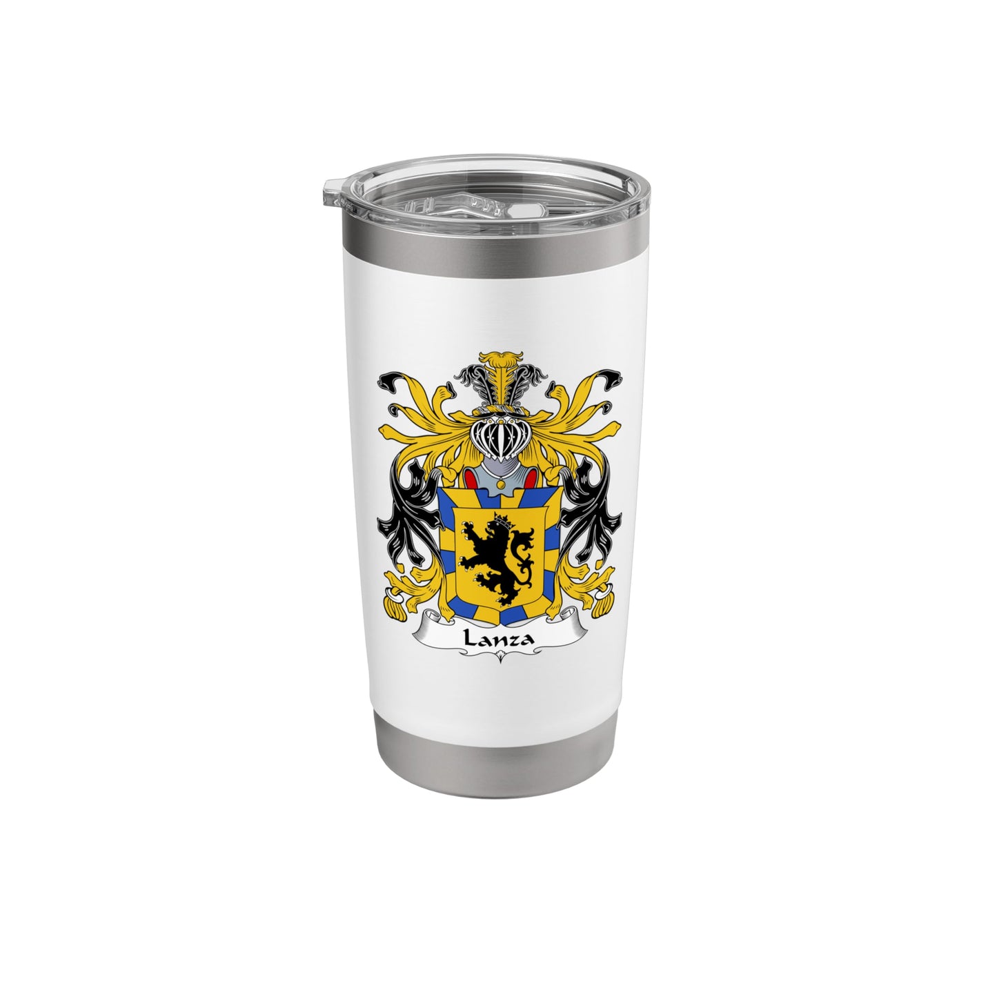 White Smoke Lanza Coat of Arms - Family Crest Stainless Steel Insulated Tumbler