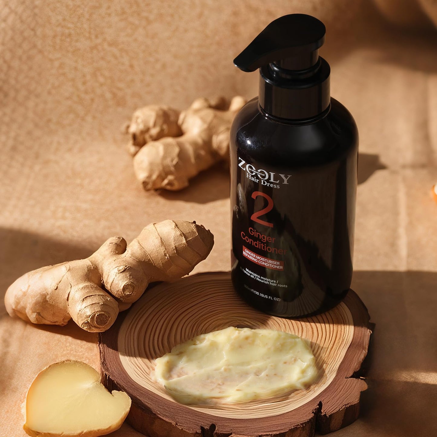 Dark Khaki ZOOLY PROFESSIONAL Ginger Shampoo and Conditioner Sets 20.3 Fl Oz- Anti Hair Loss and Nourishes Hair Roots, Salon Level Scalp Care for Men and Women
