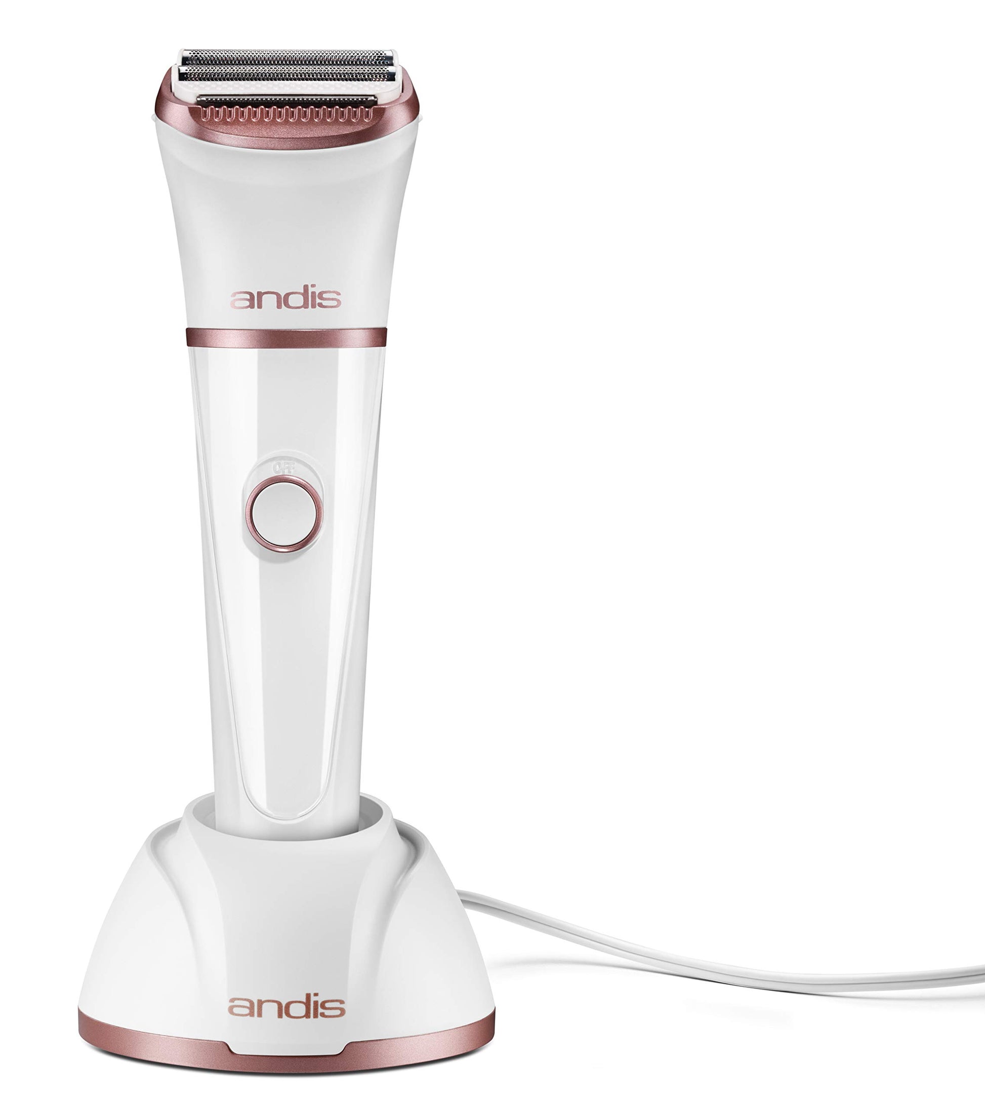 White Smoke Andis 31015 Close Curves Electric Shaver for Women - Perfect for Legs, Bikini Area & Underarms Hair Removal - Rechargeable Cordless Wet & Dry Shaver, Lightweight - 6 Piece Kit