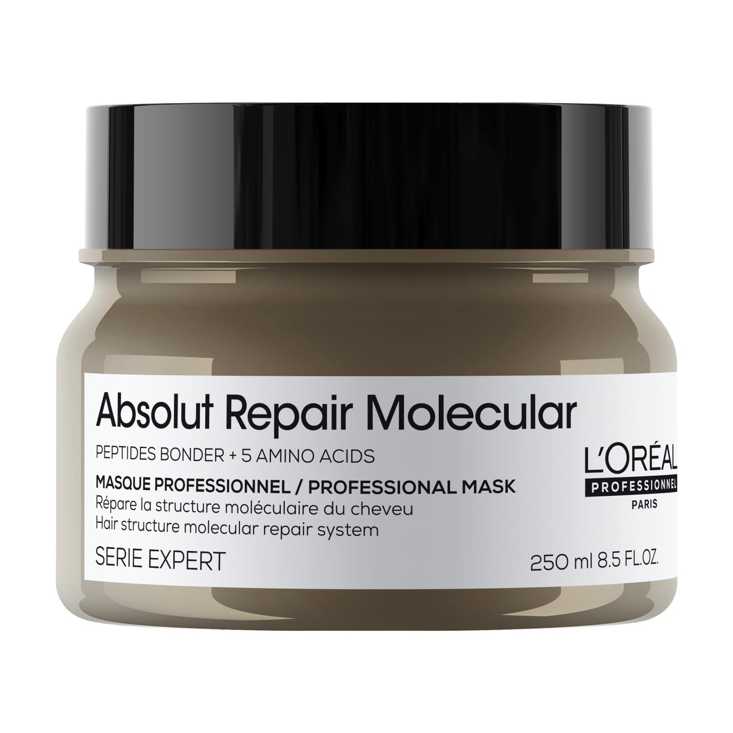 Black L'Oréal Professionnel Paris Absolut Repair Molecular Hair Mask - Repairs Damage & Restores Strength For Extremely Dry Damaged Hair, Extra Detangling & Hydration, Peptides Bonder
