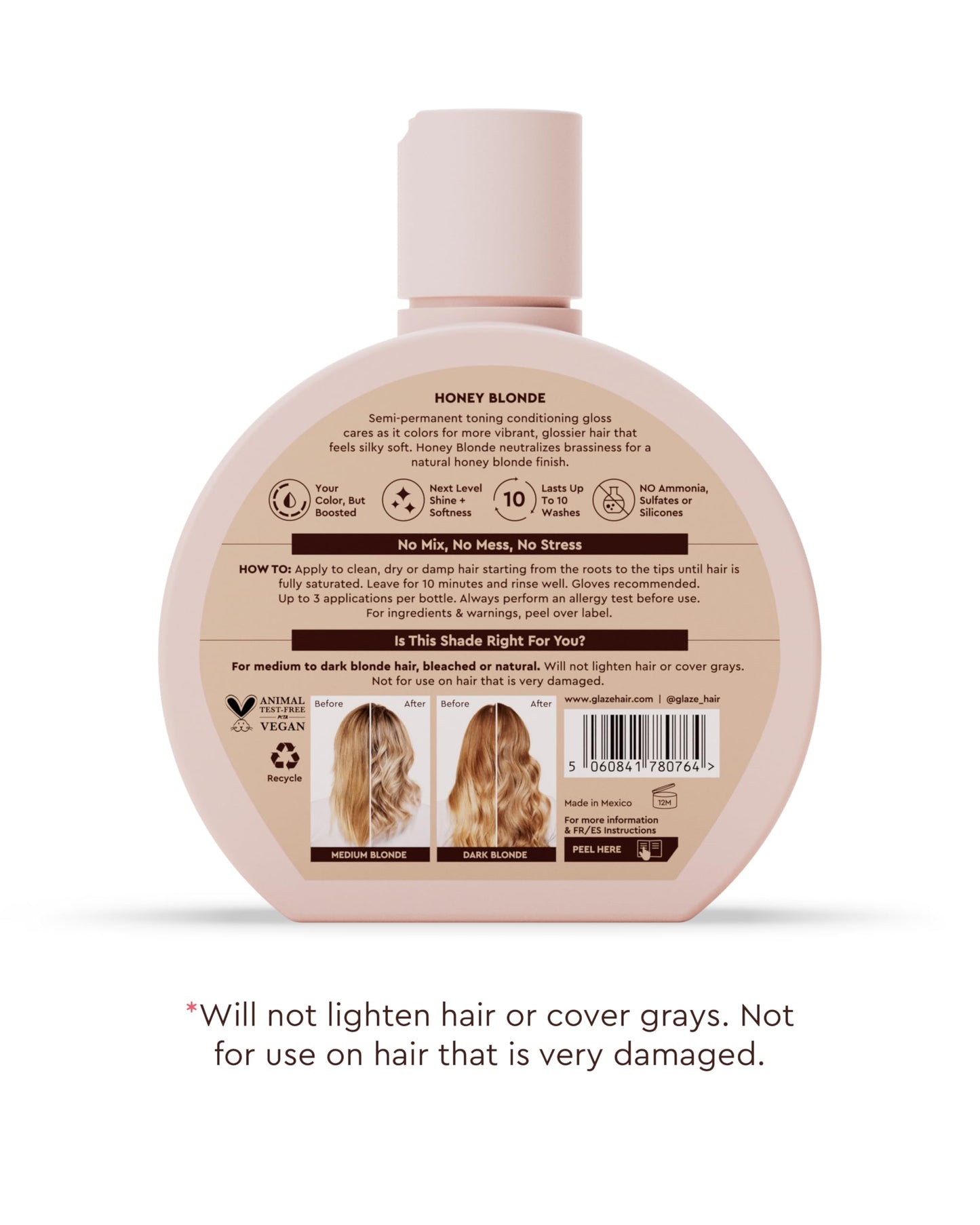 White Smoke Glaze Supergloss Color Conditioning Gloss – Hydrating Semi-Permanent Color Hair Gloss & Shine Boost – Color Depositing Mask - Vegan, Cruelty-Free – 6.4 Fl Oz - Pearl Blonde - Purple Toner