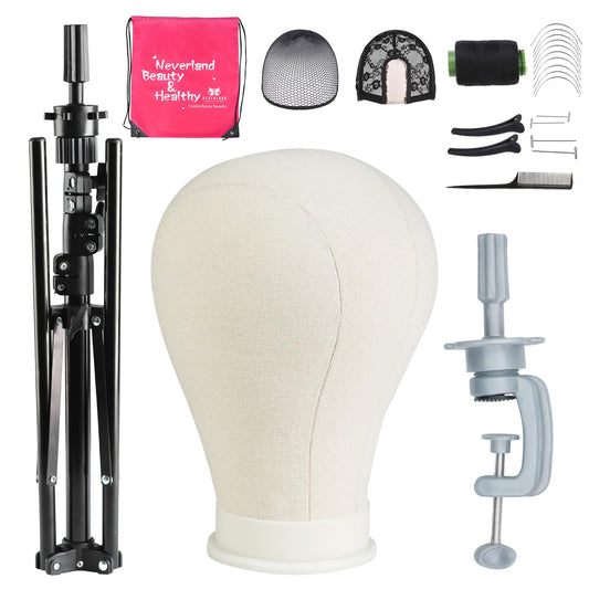 White Smoke Neverland Beauty & Health 23 Inch Wig Head, Wig Stand Tripod with Head, Wig Head Stand with Mannequin Head for Wigs, Wig Stand with Head, Adjustable Tripod Manikin Head Set for Cosmetology(White)