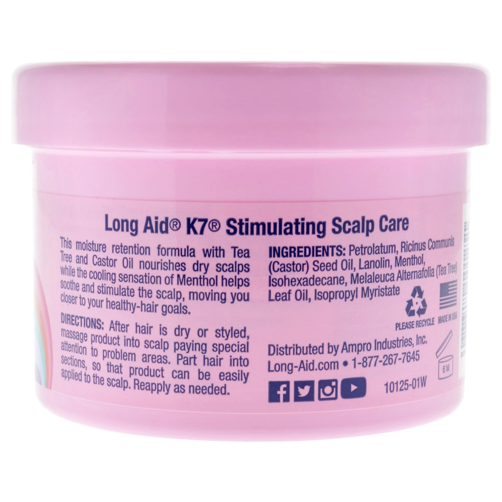 Thistle AmPro Long-Aid K7 Stimulating Scalp Care Conditioner - Tea Tree and Castor Oil Nourishes Dry Scalps - Cooling Sensation of Menthol Helps Soothe and Energize - Free of Alcohol and Dyes - 8 oz