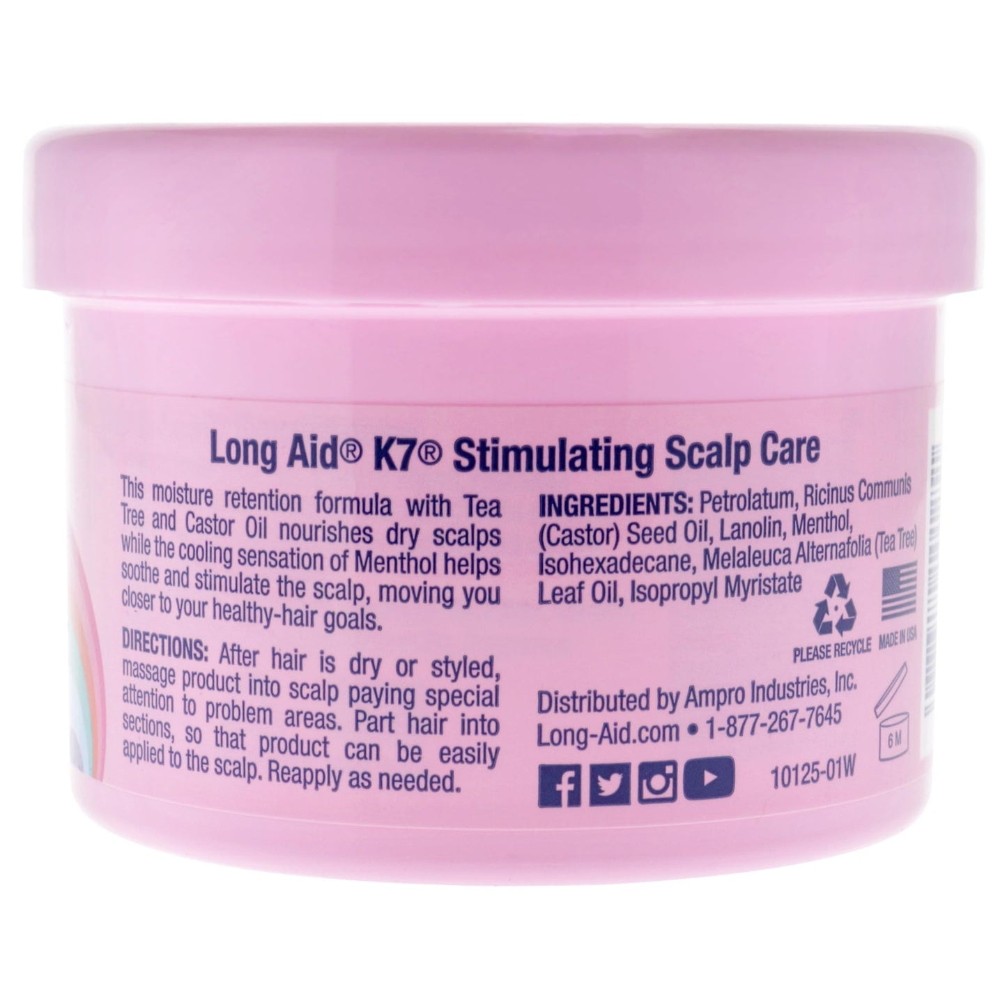 Thistle AmPro Long-Aid K7 Stimulating Scalp Care Conditioner - Tea Tree and Castor Oil Nourishes Dry Scalps - Cooling Sensation of Menthol Helps Soothe and Energize - Free of Alcohol and Dyes - 8 oz