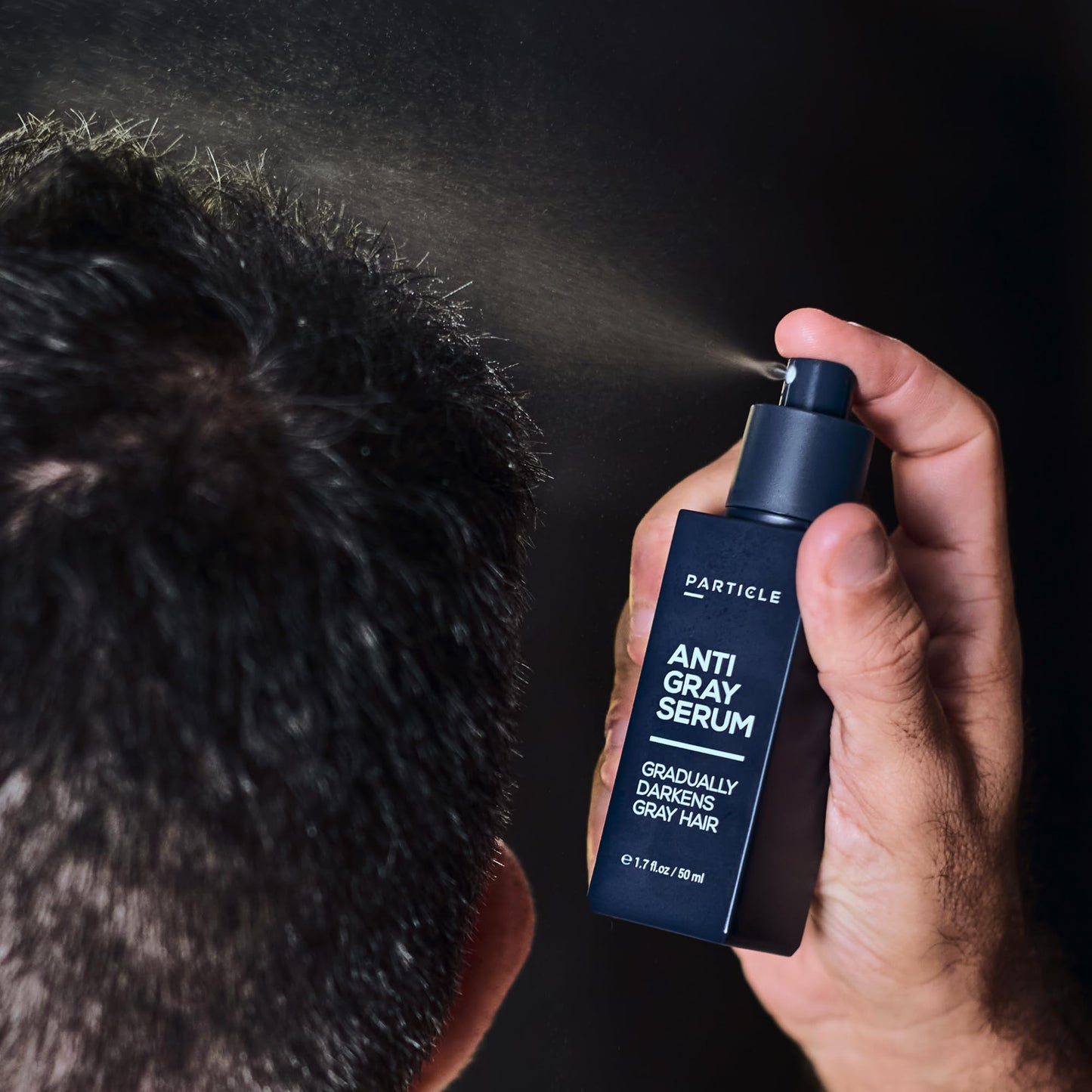 Black Particle Anti-Gray Serum for Men – Gradually Reduces Gray Hair on Head & Beard Without Dye – Natural Gray Reduction with Silverfree™, Vitamin A, Melitane & Allantoin – Peroxide & Ammonia Free