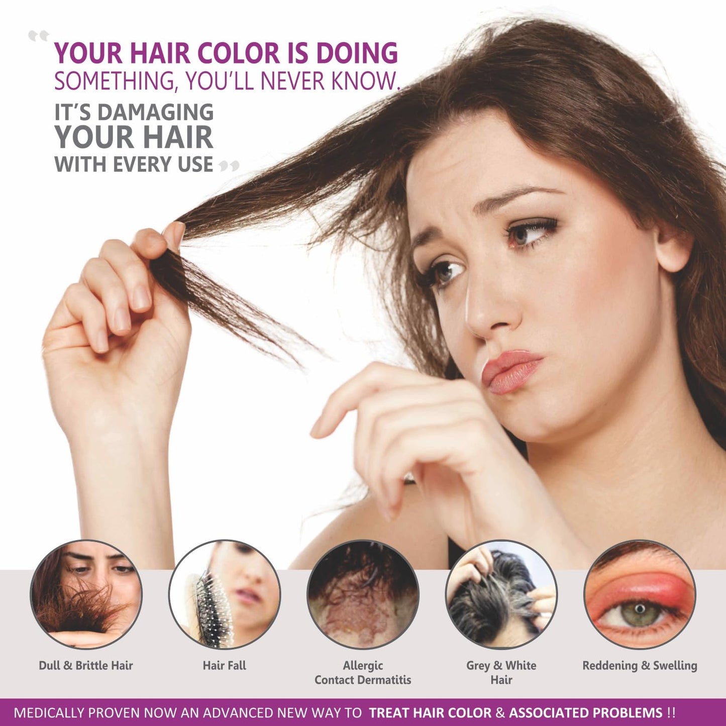 White Smoke Vegetal Bio Colour Dark Brown 150g, 100% Herbal and Organic Hair Color, Ammonia-Free, PPD-Free, Semi-Permanent Dye for Men and Women, Protects UV and Maintains Luster, Complete Kit Included