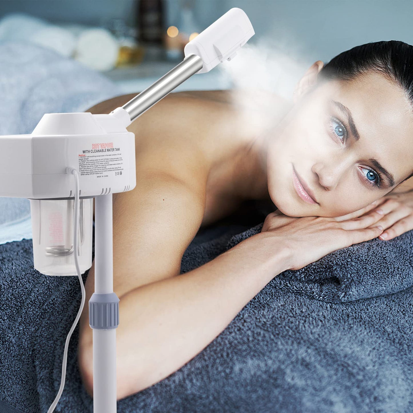 Gray Winado Professional Facial Steamer with Touch Screen, Esthetician Steamer Humidifier Face Spa Mist Steam for Home Beauty Salon, Personal Skin Care Deep Cleaning, White