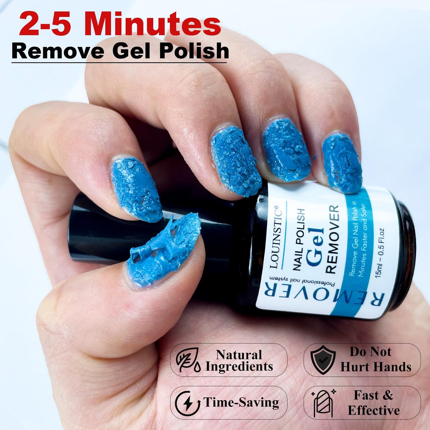 Alice Blue Gel Nail Polish Remover, Gel Remover Kit with Liquid Latex for Nails, No Need to Wrap or Soak, Removes Nail Polish in 2-5 Minutes, Acetone Free, Not Damage to Nails, with Manicure Tools
