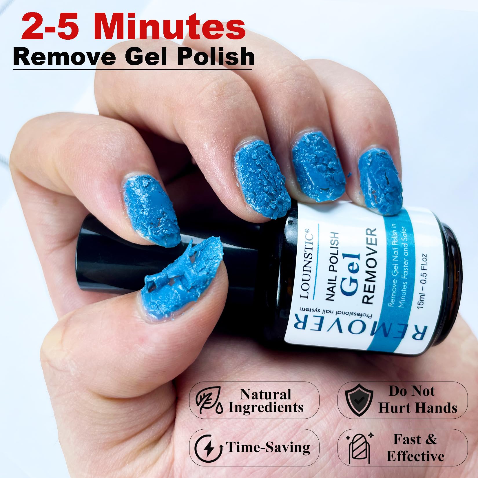 Alice Blue Gel Nail Polish Remover, Gel Remover Kit with Liquid Latex for Nails, No Need to Wrap or Soak, Removes Nail Polish in 2-5 Minutes, Acetone Free, Not Damage to Nails, with Manicure Tools
