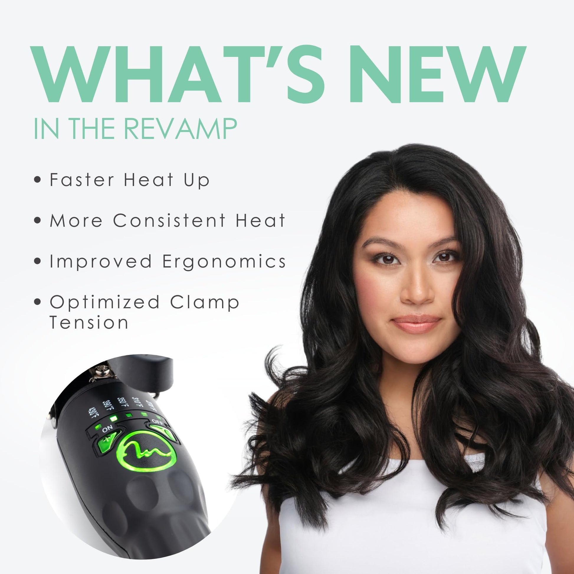 White Smoke MINT REVAMP X-Long Barrel 1 Inch Curling Iron — Easier & Faster Styling for Long Hair | Truly Ionic & Even Heat Ceramic Curling Iron 1 Inch | Professional Optimized Clamp for Smooth Salon Curls