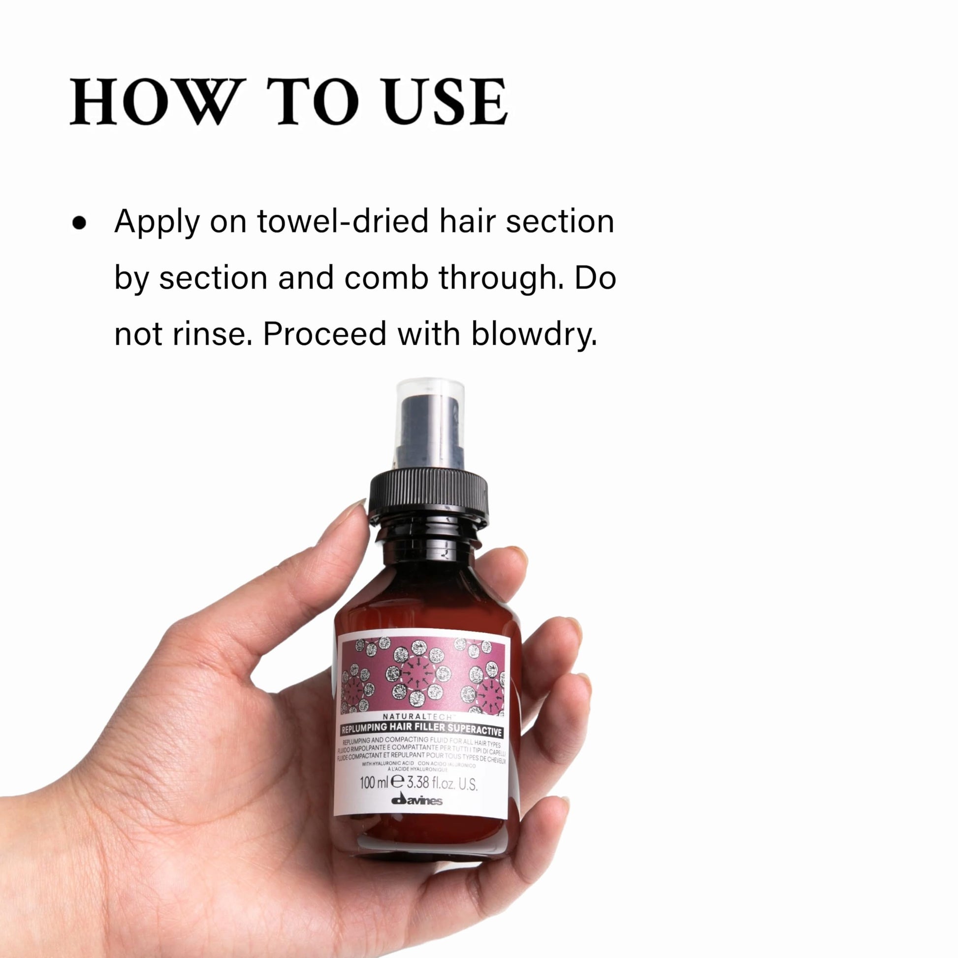 White Smoke Davines Naturaltech Replumping Hair Filler Superactive, Moisturizing for Fine Hair Lacking Elasticity - With Plum Phytoceuticals - Thickens & Plumps Hair, Travel Size, 3.38 Fl Oz