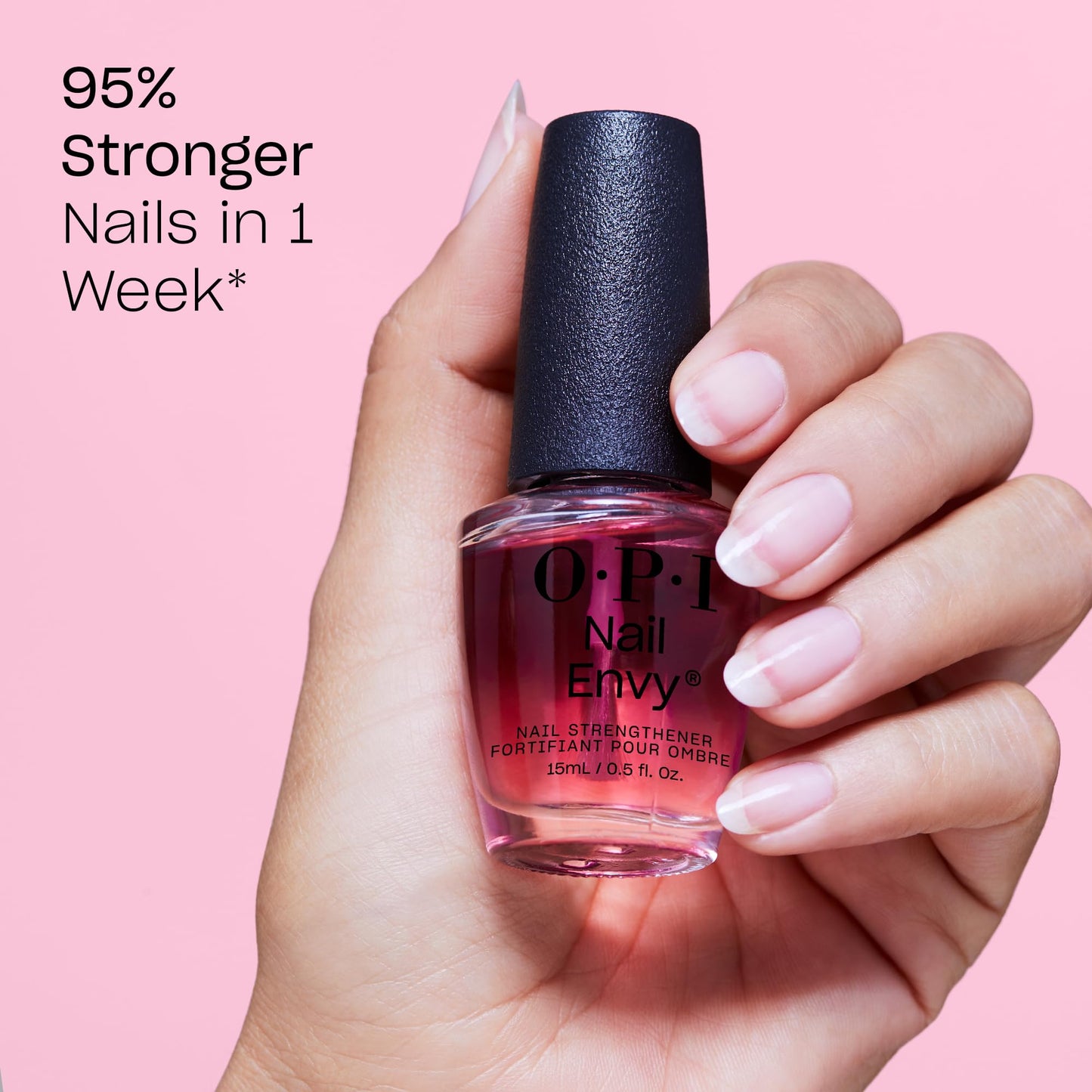 Pink OPI Nail Envy Strengthener Pink to Envy | Sheer Soft Pink Crème Strengthening Nail Polish Treatment | Strengthen Weak & Thin Nails