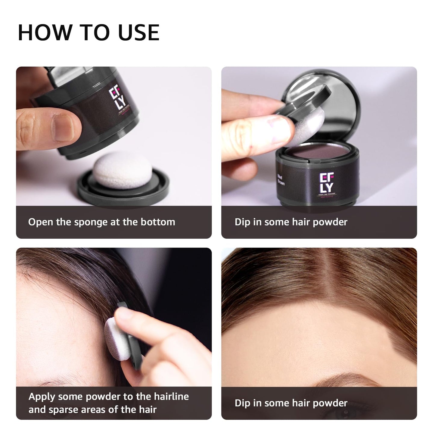 White Smoke EFLY Root Touch Up Gray Hair Shadow Powder, Medium Brown, For Thinning Hair Women Men, Eyebrows, Beard Line, Instant Hair Color, 0.1411 Ounce, Synthetic Material Free, Temporary