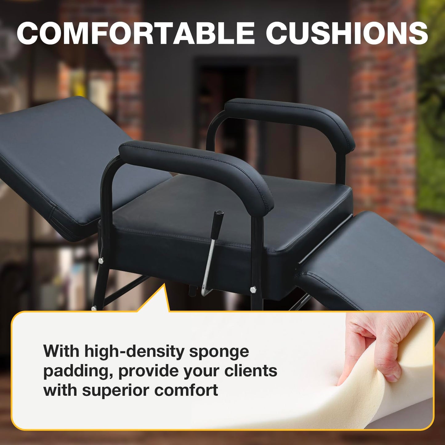 Black Reclining Shampoo Chairs Adjustable Height Shampoo Chairs for Salon Barber Chair Hair Stylist Chair Recline Salon Chair Spa Beauty Equipment for Hair Stylists, Tattoo Artists, Cosmetologists