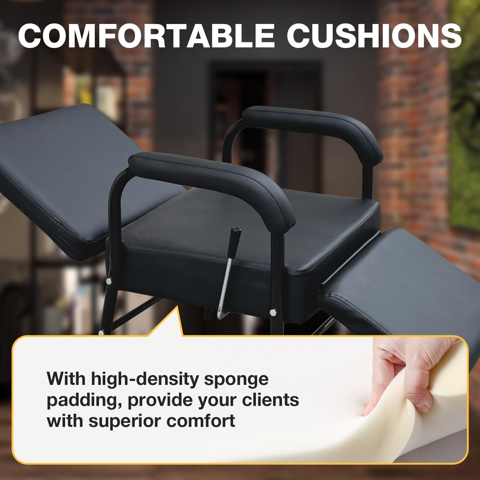 Black Reclining Shampoo Chairs Adjustable Height Shampoo Chairs for Salon Barber Chair Hair Stylist Chair Recline Salon Chair Spa Beauty Equipment for Hair Stylists, Tattoo Artists, Cosmetologists