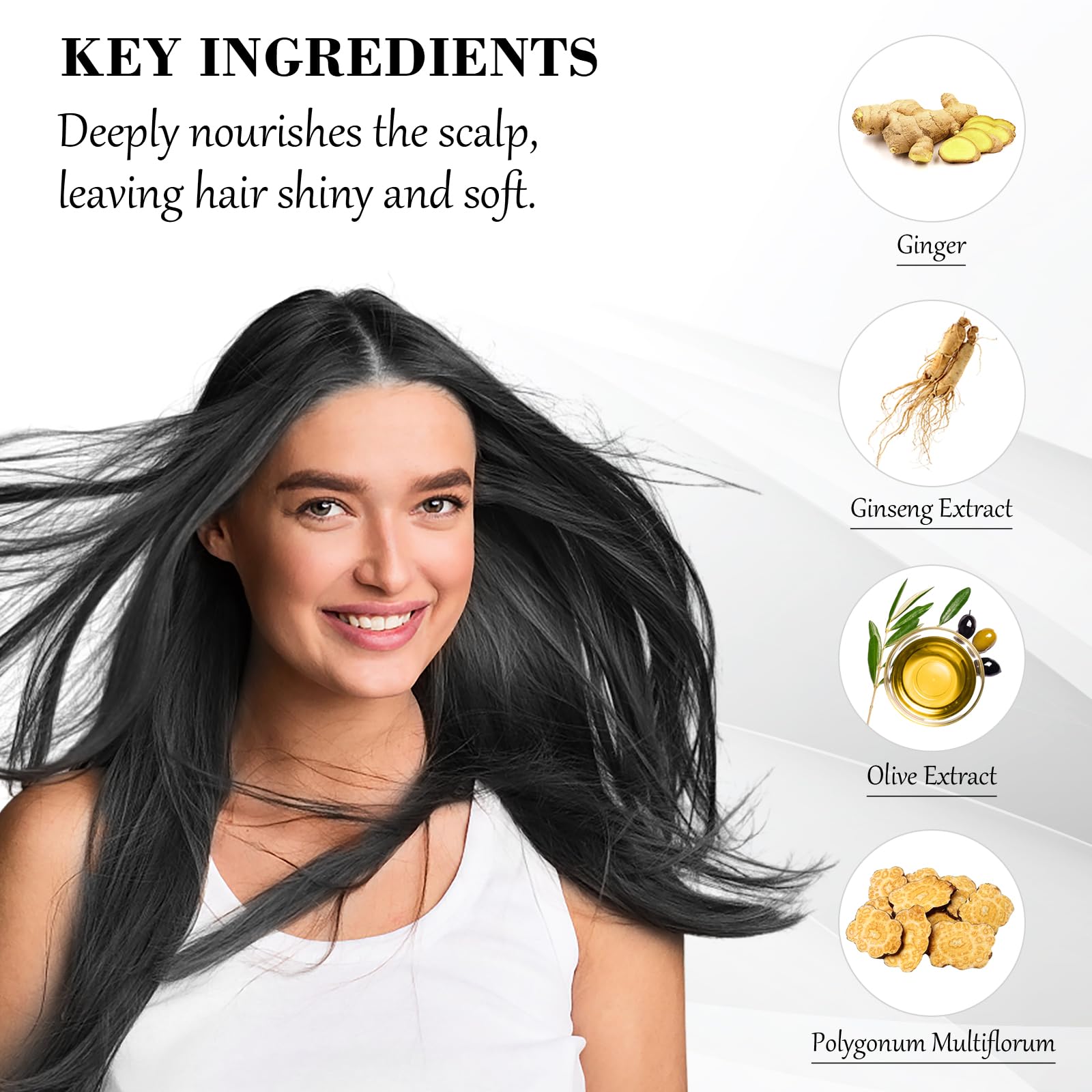 White Smoke KAISASA Black Hair Dye Shampoo 3 in 1, Hair Color Shampoo for Cover Grey Hair, Natural with Herbal Ingredient for Men and Women (Black)